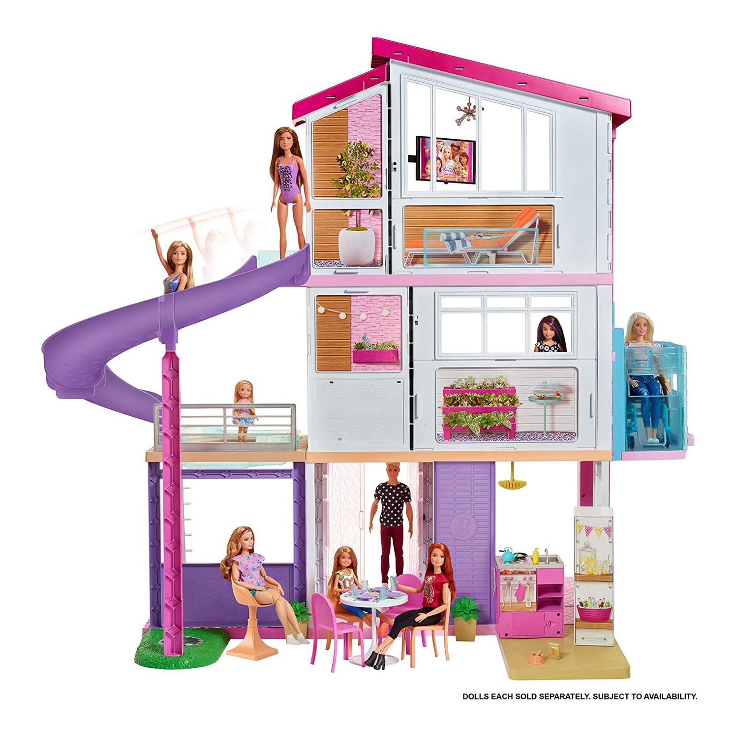 Barbie GNH53 DreamHouse Doll House with Wheelchair Accessible Elevator, Pink