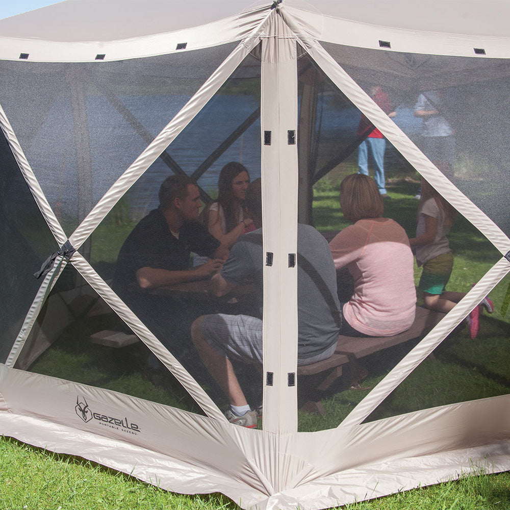 Gazelle G6 8 Person 6 Sided 124" x 124" Portable Gazebo Screen Tent (Open Box)