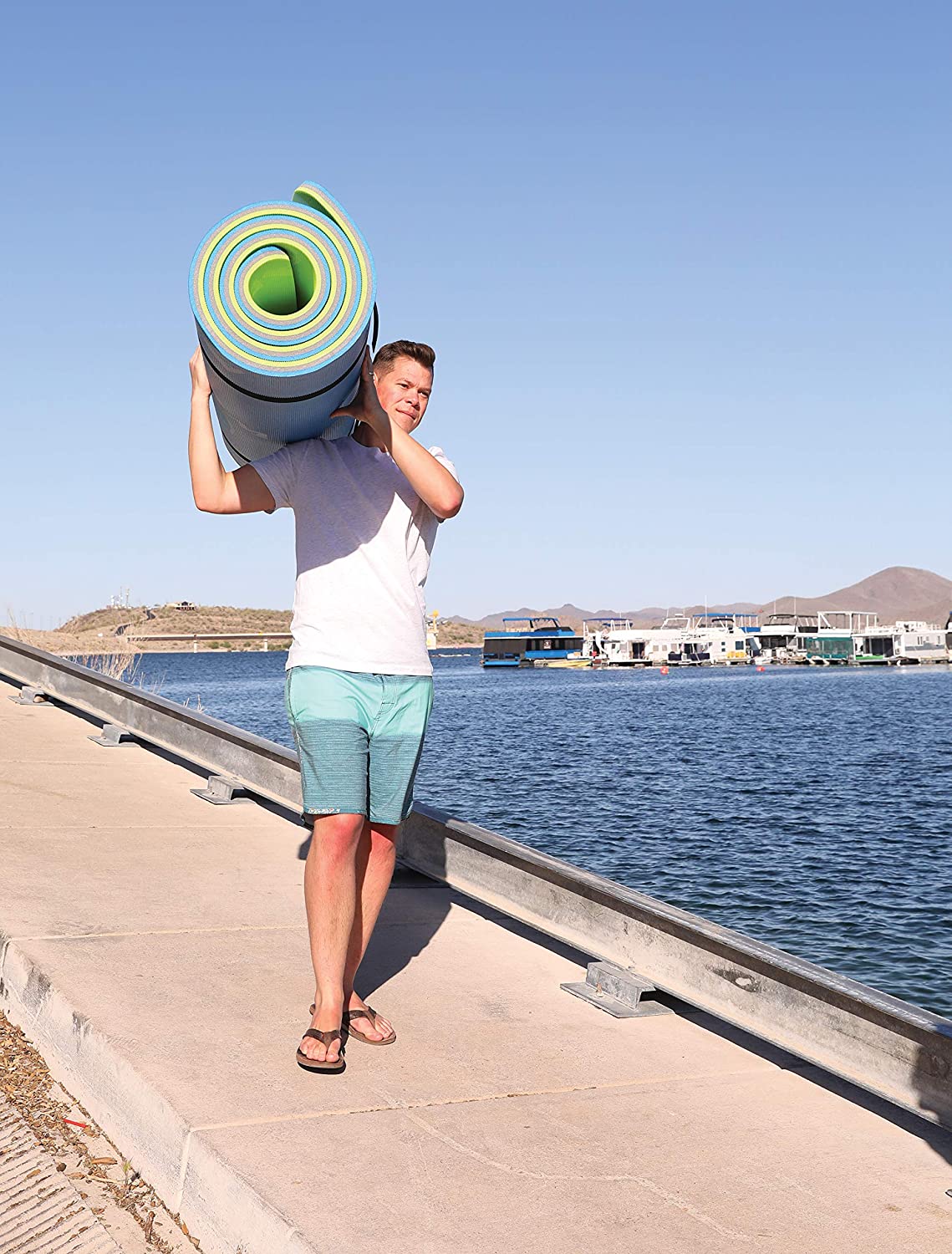 Airhead 11 x 5 Foot WaterMat Roll N Go Swimming Lake Flotation Device, Blue - VMInnovations