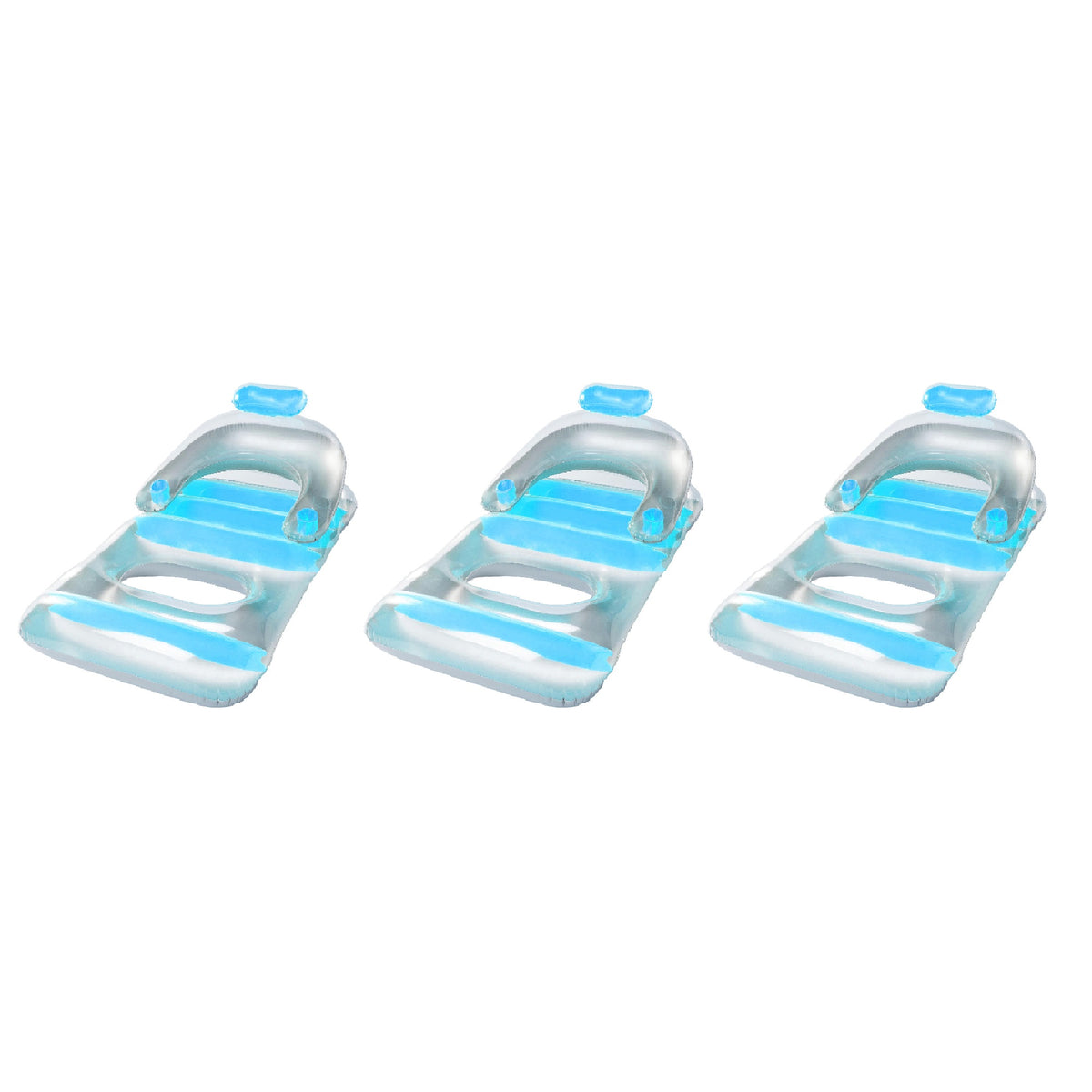 Swimline Swimming Pool Inflatable Floating Lounge Chair with Cupholders (3 Pack)