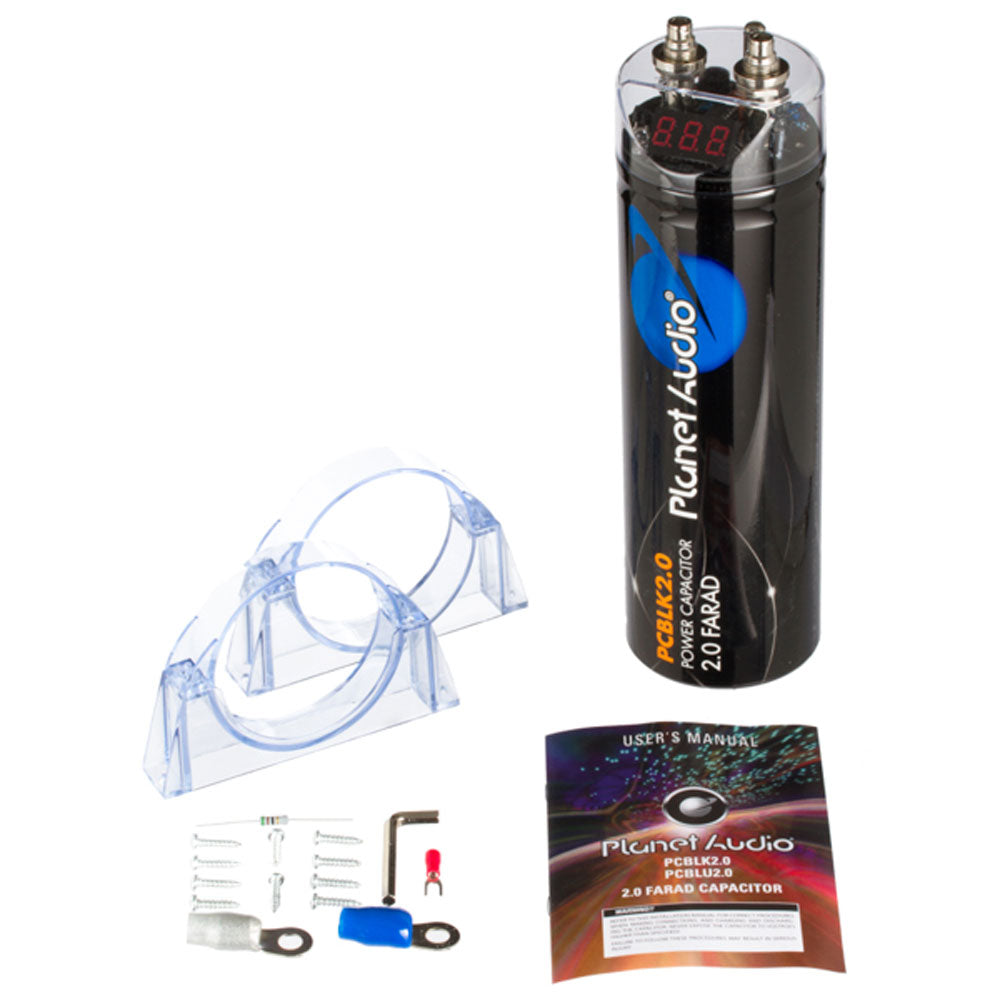 Planet Audio PCBLK2.0 2 Farad Car Digital Capacitor Audio Cap with LED (4 Pack)