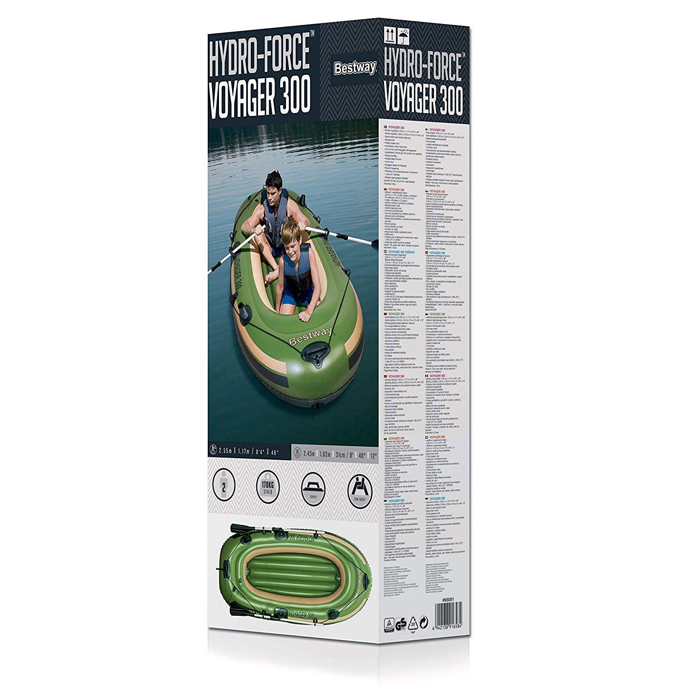 Bestway Hydro Force Voyager 300 Inflatable Raft And Aluminum Oars (Open Box)