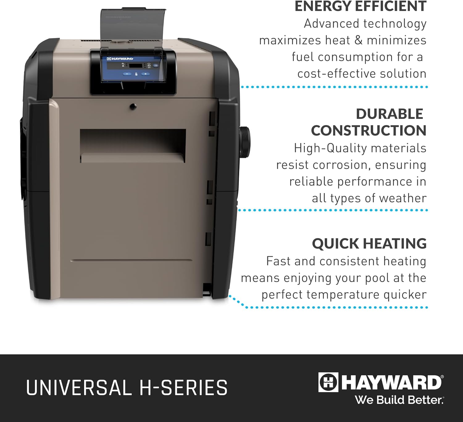 Hayward W3H150FDN Universal H-Series 150,000 BTU Natural Gas Pool and Spa Heater for In-Ground Pools and Spas
