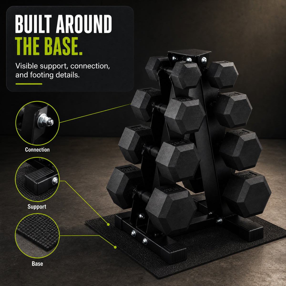 BalanceFrom Dumbbell Set with Stand, Rubber Encased Home Gym Hand Weights, 100lb
