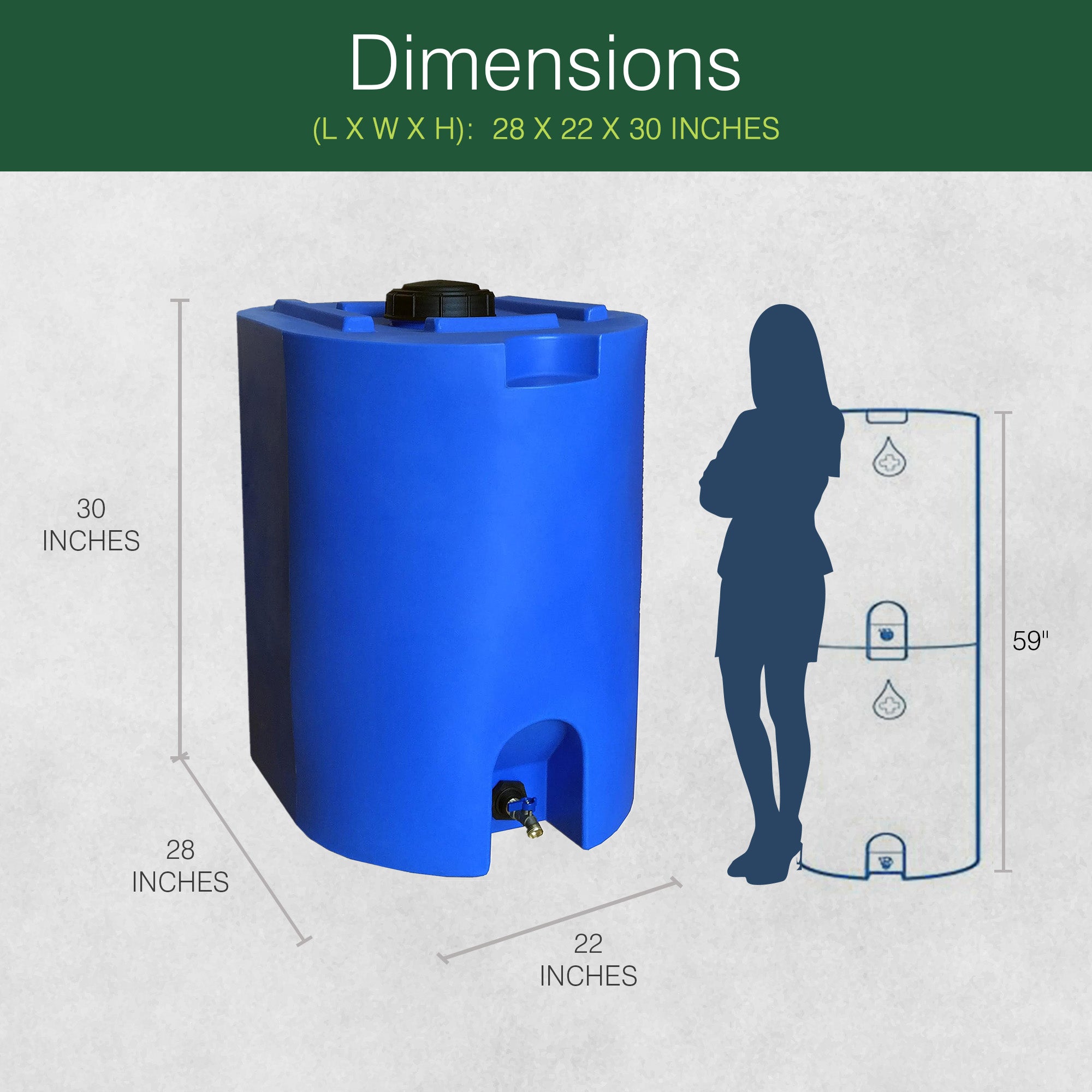 WaterPrepared 55 Gal Stackable Design Utility Water Tank with Large Cap (2 Pack)