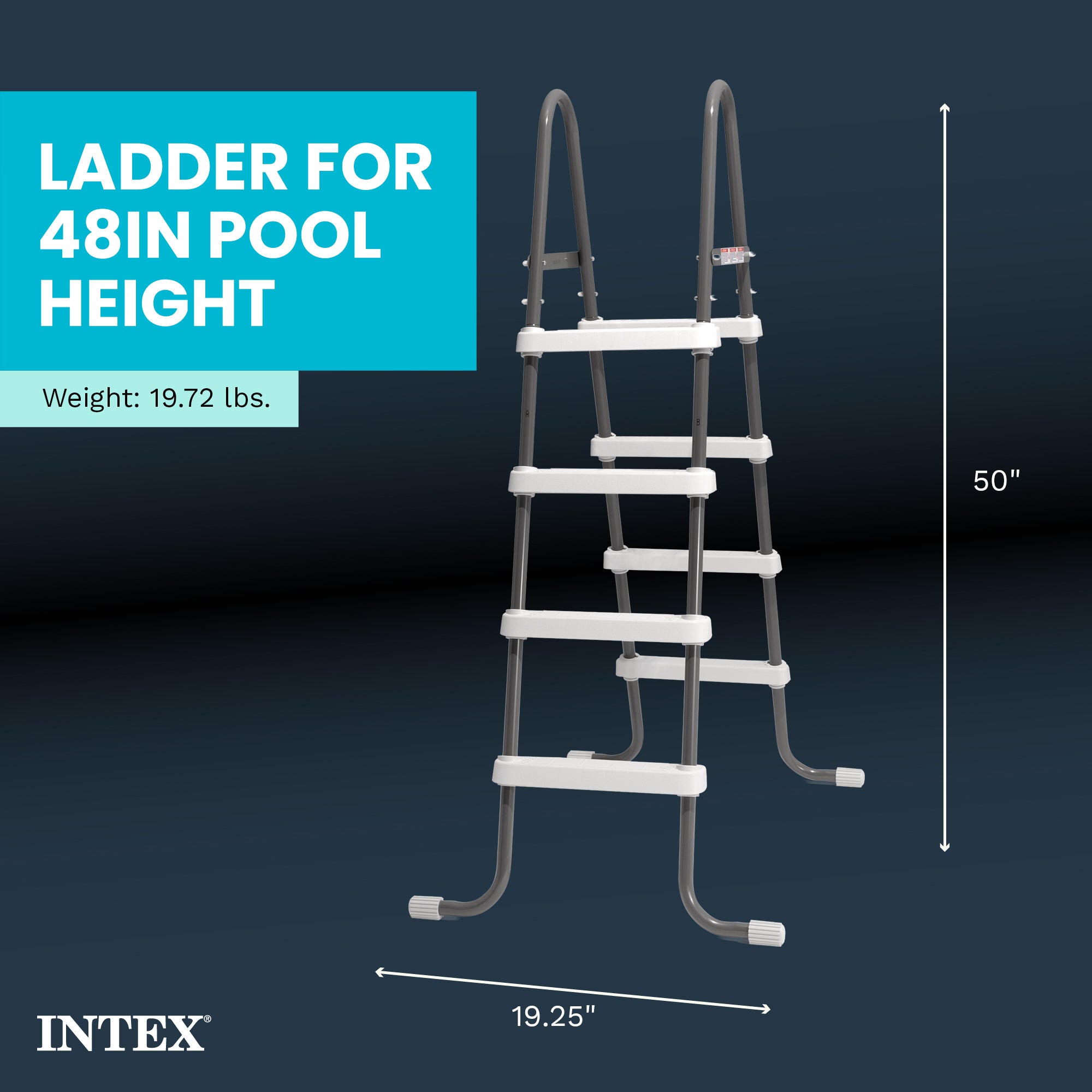Intex Steel Frame Above Ground Swimming Pool Ladder for 48 Inch High Wall Pools