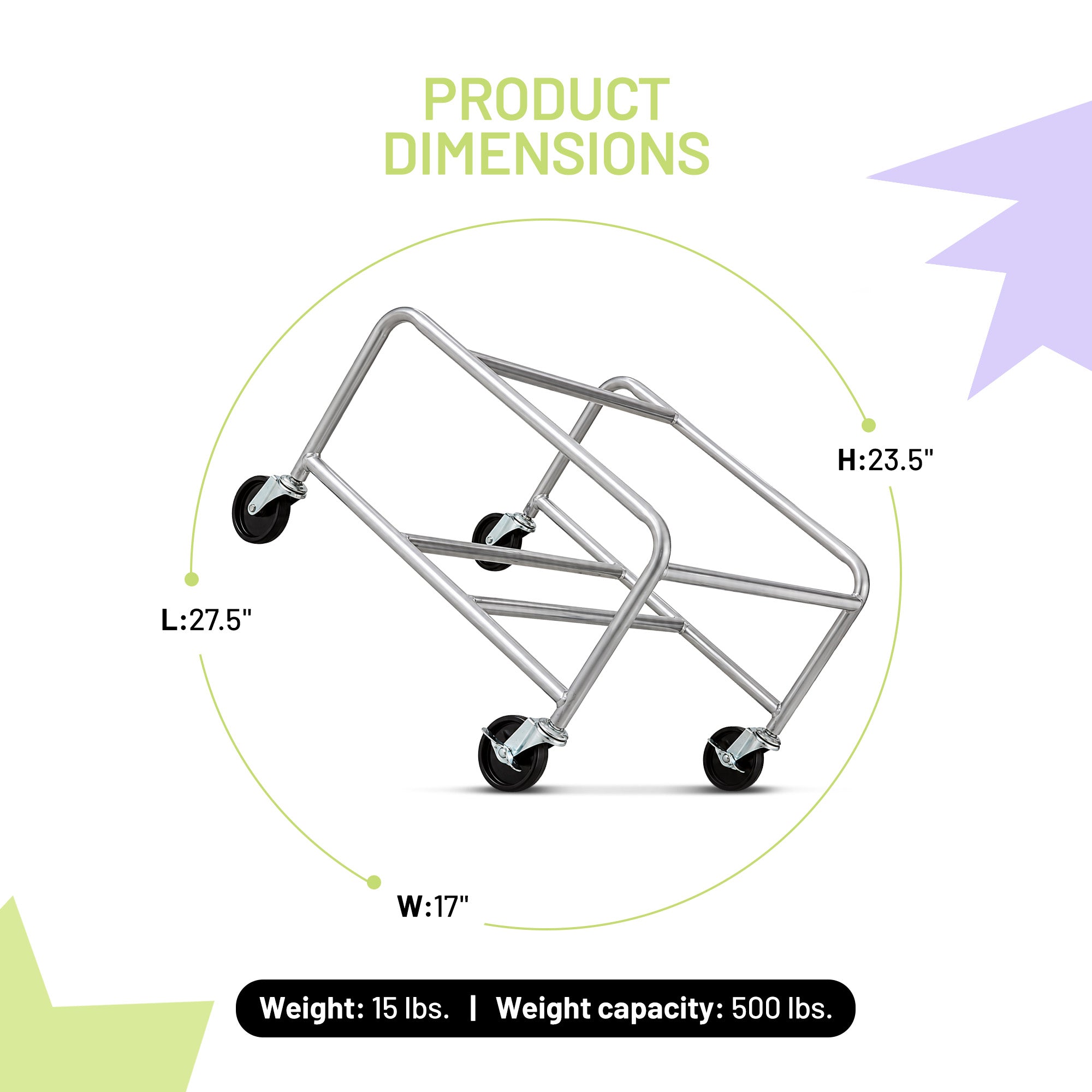 Safco Sled Base Cart for Stackable Chairs, Cart Only, 500 lb Capacity, Silver