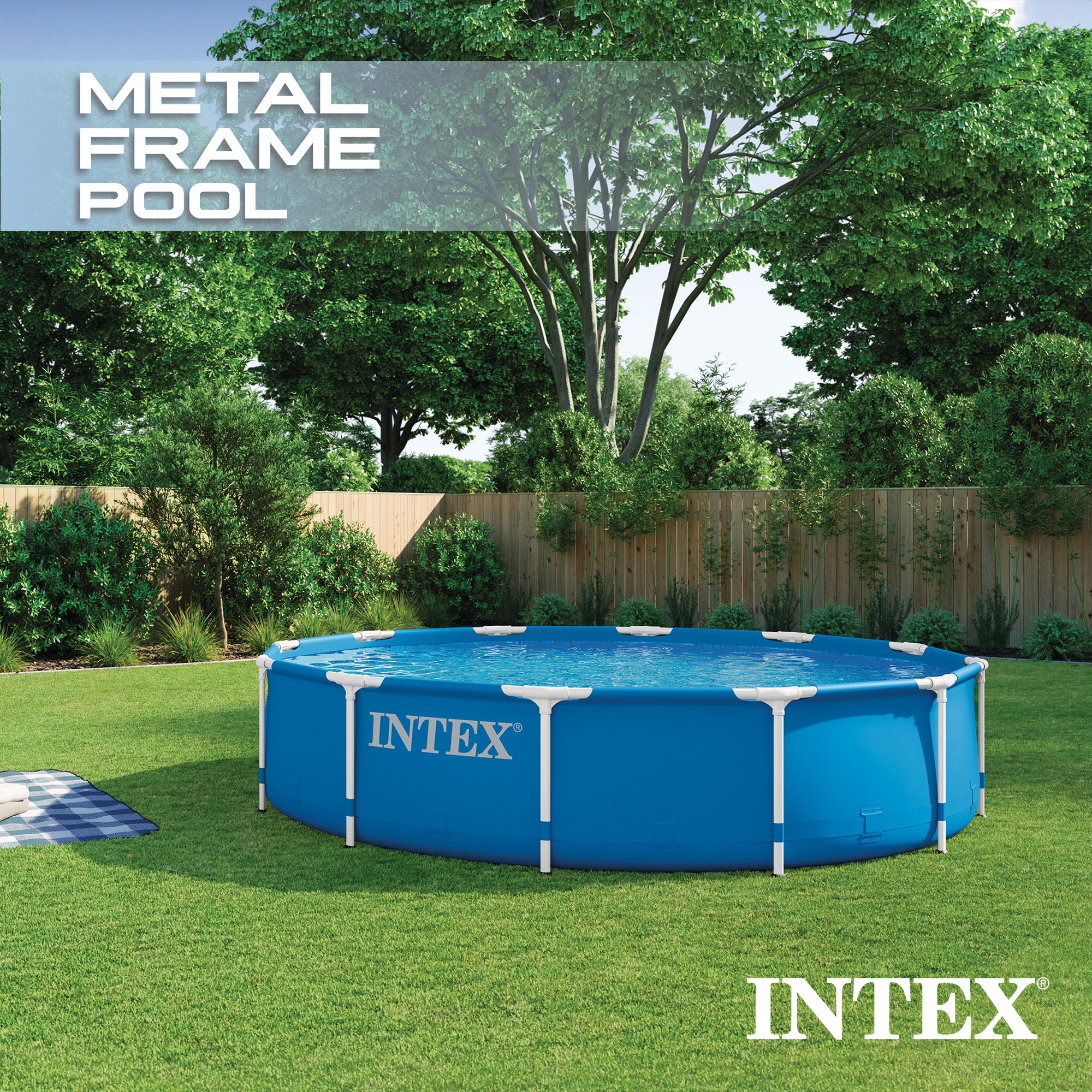 Intex 28211EH 12' x 30" Metal Frame Round Above Ground Swimming Pool with Pump