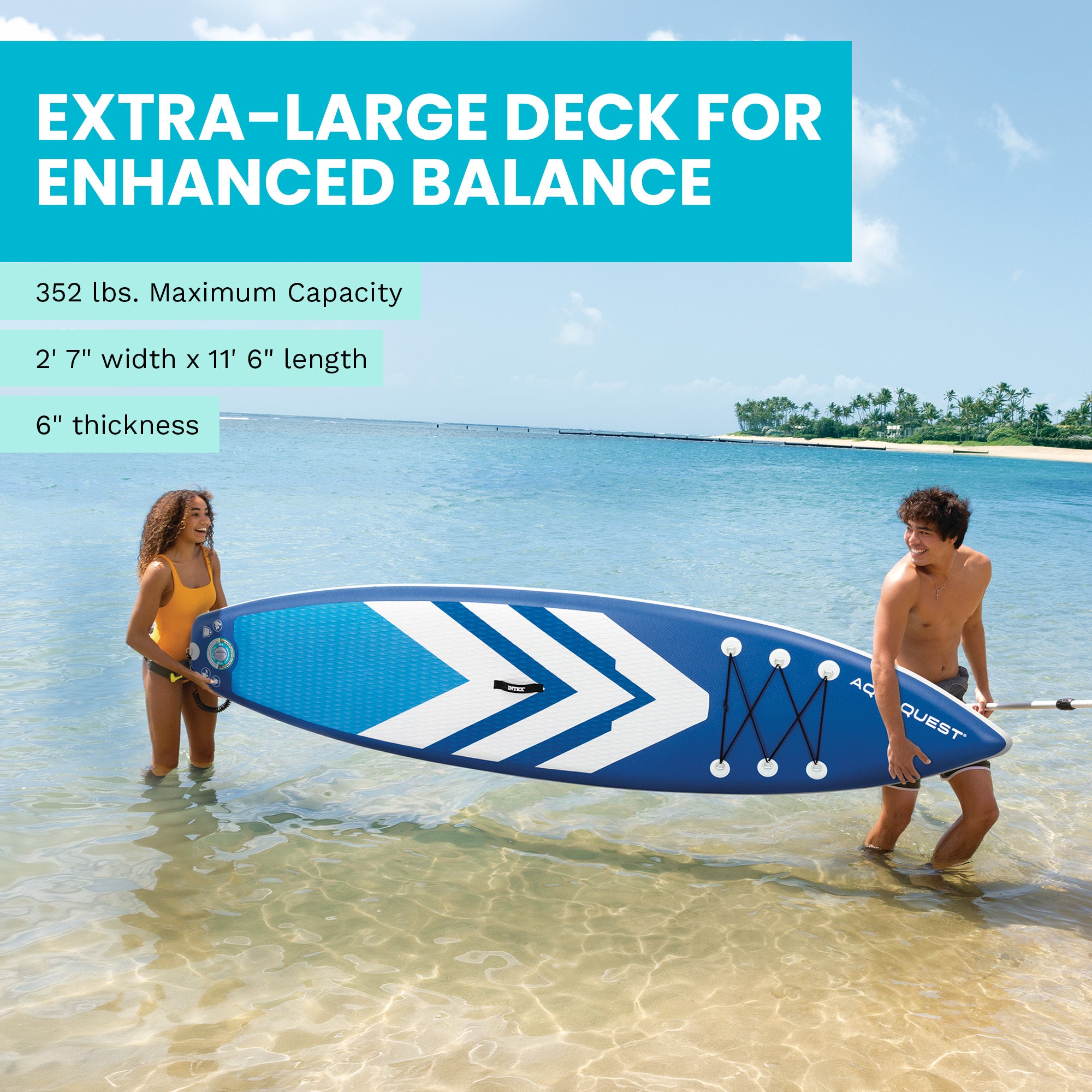 INTEX 68247EP AquaQuest 350T 10ft Inflatable Paddle Board Touring Set