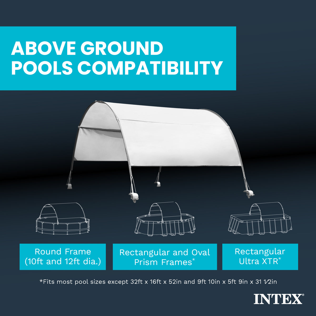 Intex 28054E Protective Canopy for 9 Ft or Smaller Rectangular Pools (Open Box)