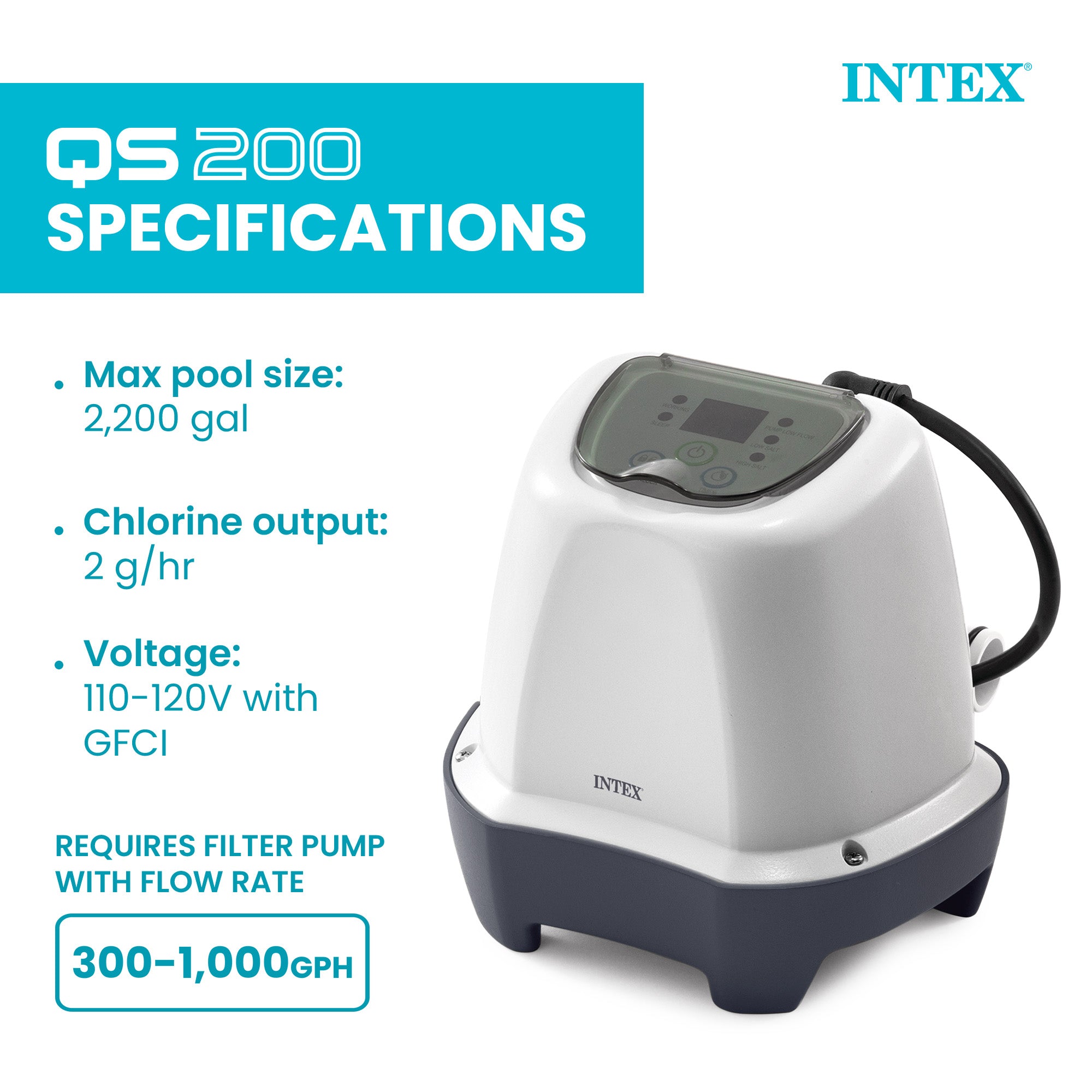 Intex 26661EG Krystal Clear Pool Small and Sleek Saltwater System (For Parts) - VMInnovations