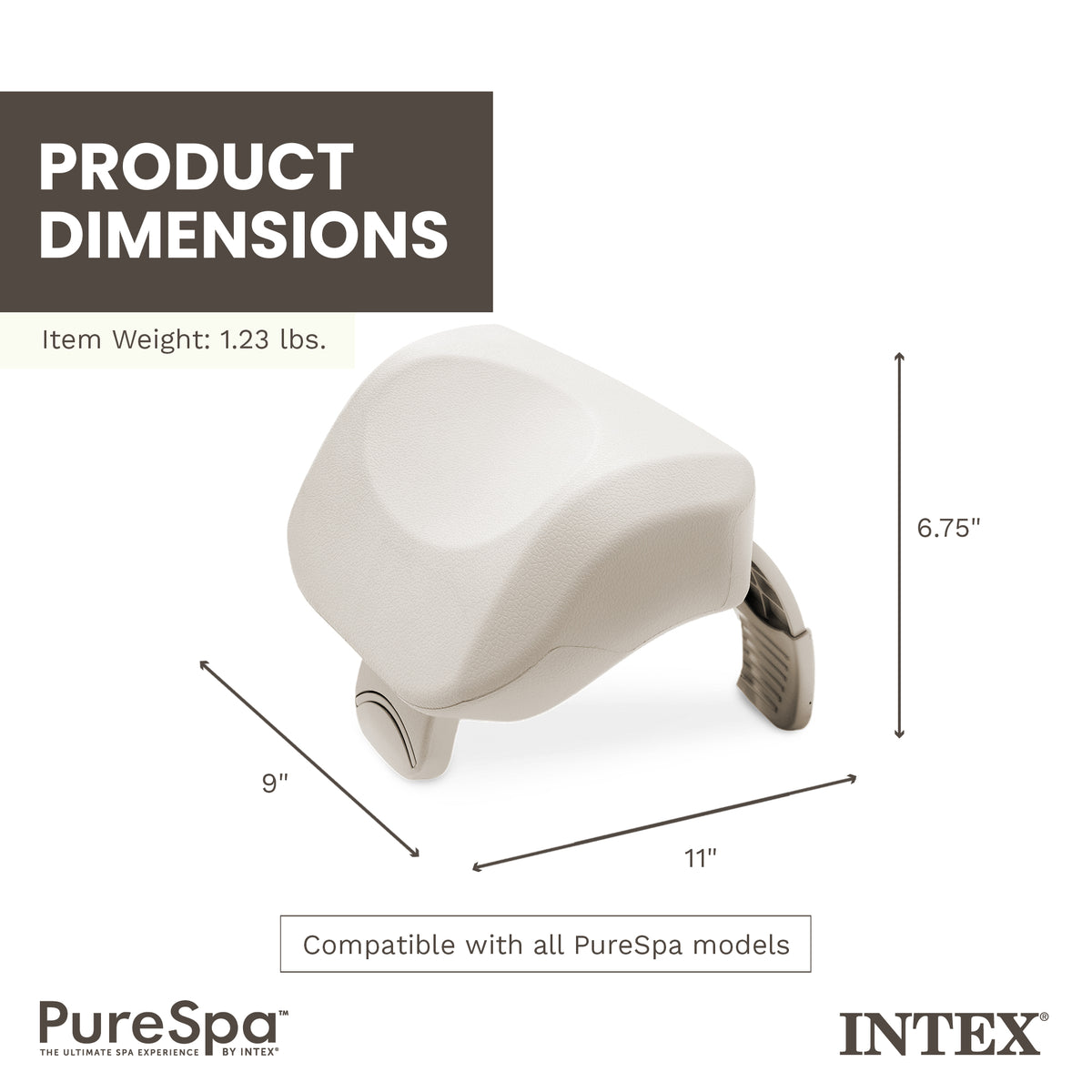 Intex 28505E PureSpa Cushioned Foam Headrest Pillow Hot Tub Spa Accessory, White - VMInnovations