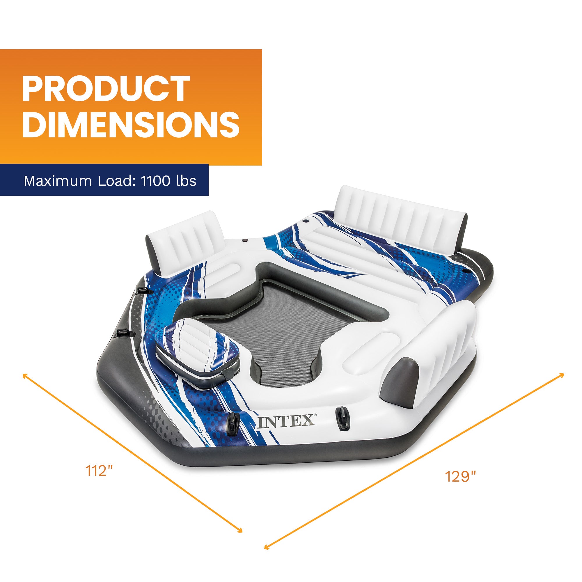 Intex Inflatable Lake Island Water Float with Cooler and Cupholders(Open Box) - VMInnovations