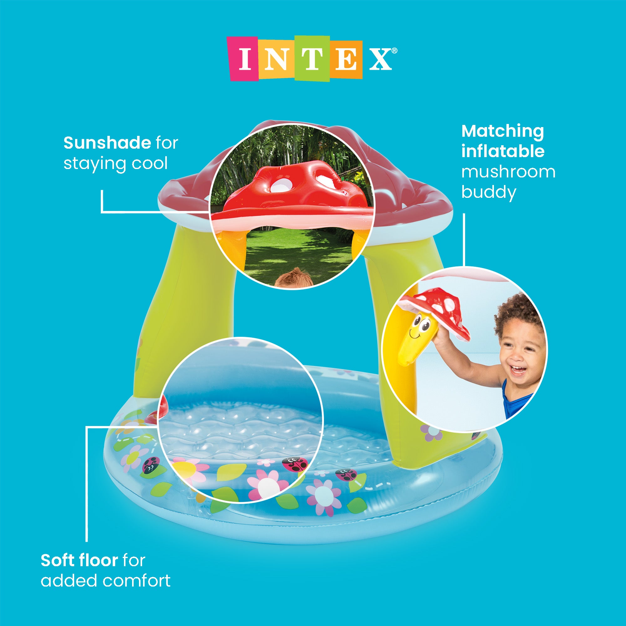 Intex Inflatable Mushroom Water Play Center Kiddie Baby Swimming Pool Ages 1-3
