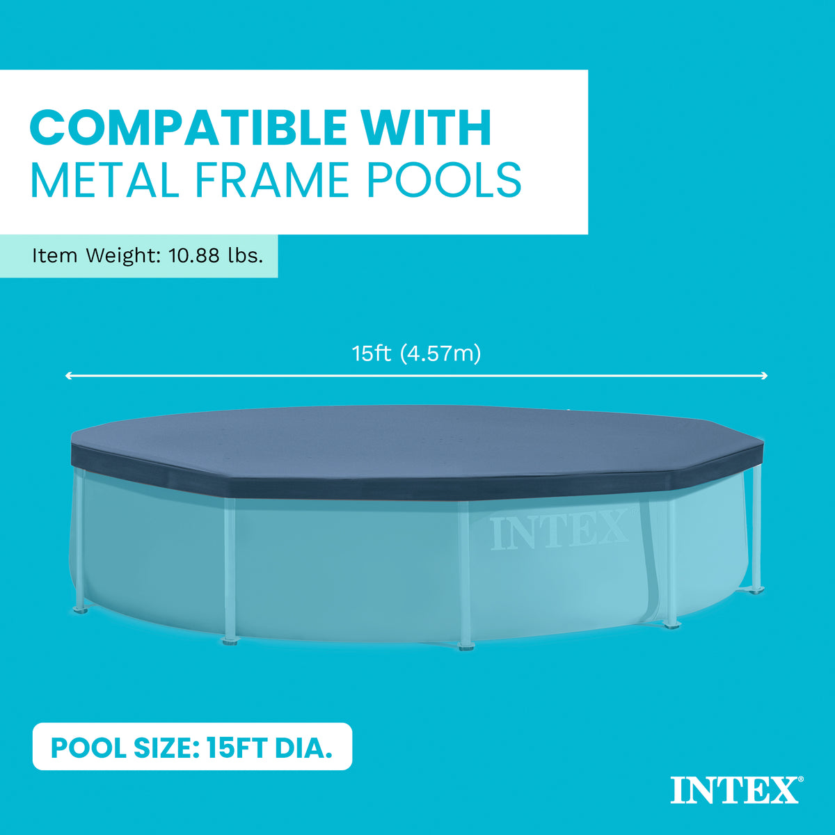 Intex 15' Round Above Ground Swimming Pool Cover, (Pool Cover Only)(Open Box)