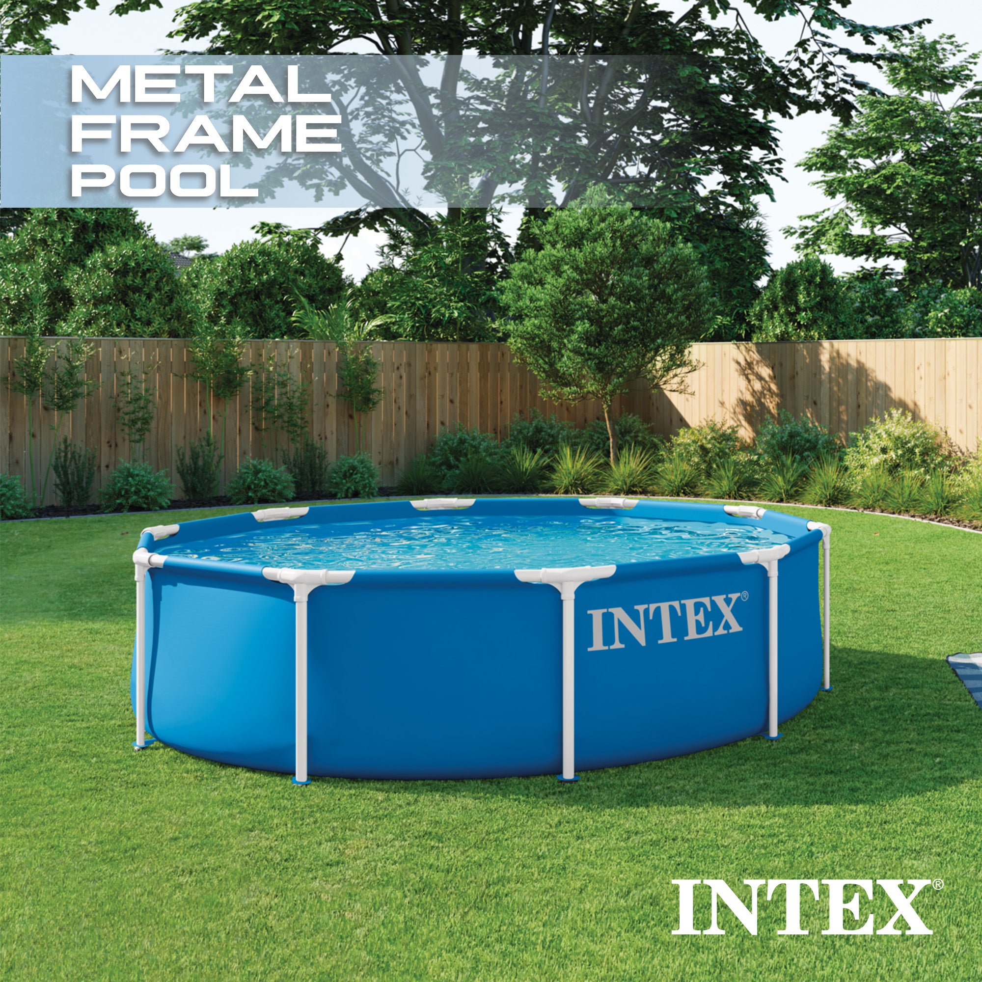 Intex 28201EP 10ft x 30in Metal Frame Above Ground Pool Set w/ Pump & Cartridge