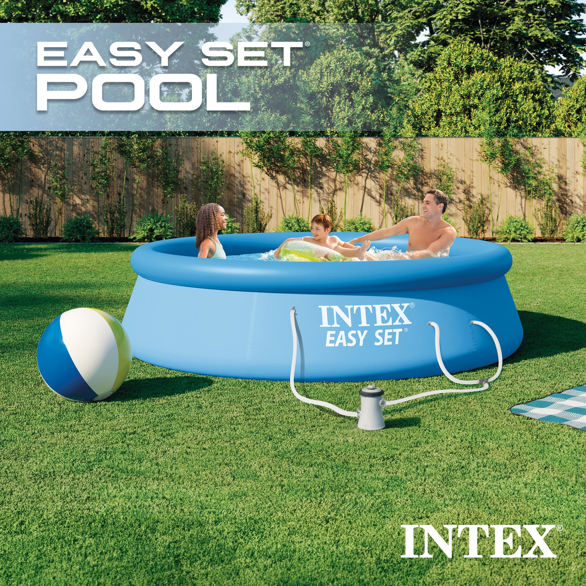 Intex 28121EH 10ft x 30in Easy Set Inflatable Kid Swimming Pool with Filter Pump