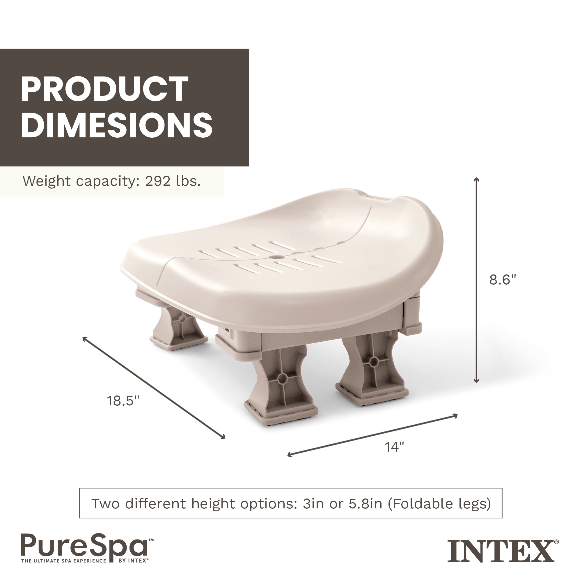 Intex PureSpa Slip Resisting Inflatable Removable Hot Tub Seat Spa Accessory