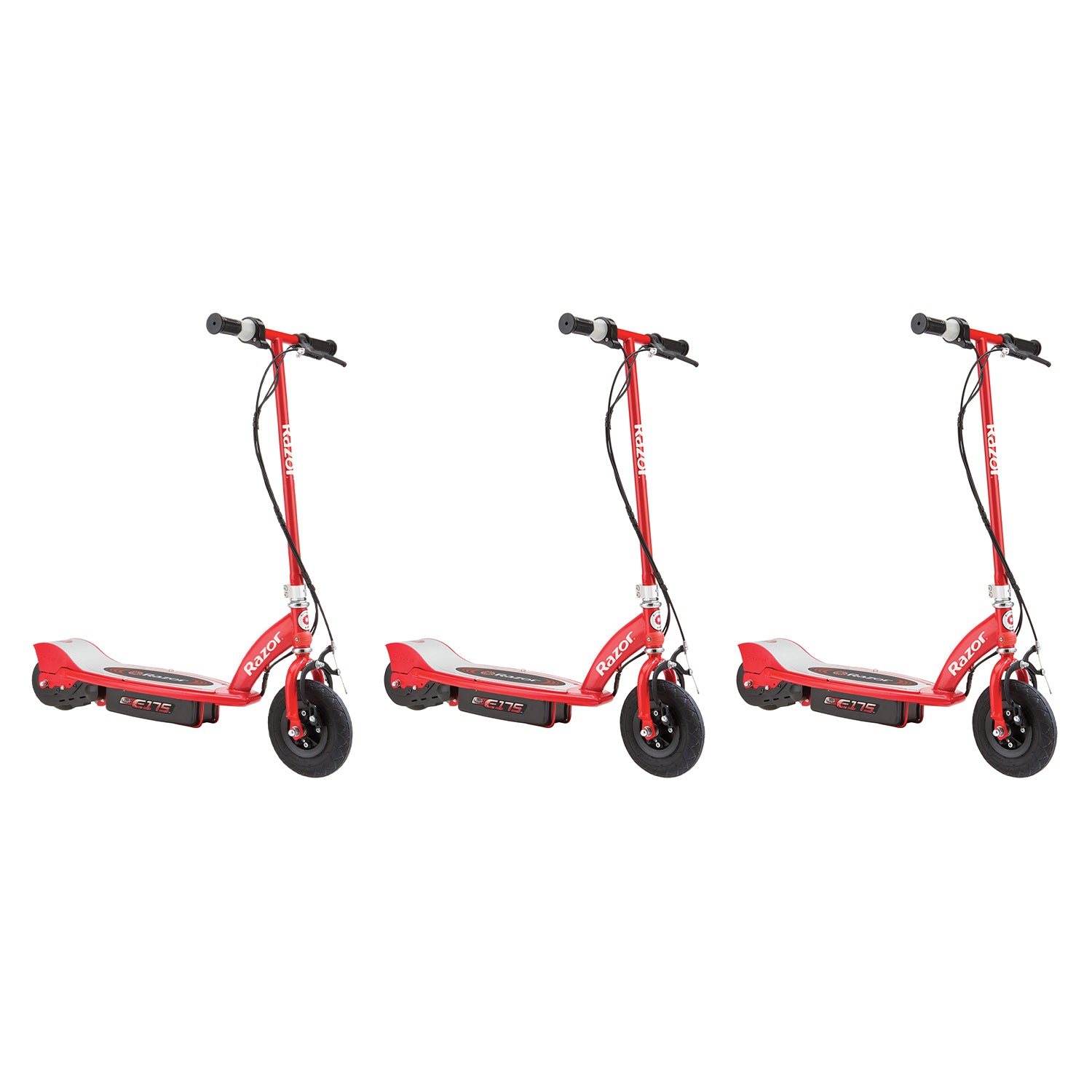 Razor E175 Kids Ride On 24V Motorized Battery Powered Scooter Toy, Red (3 Pack)