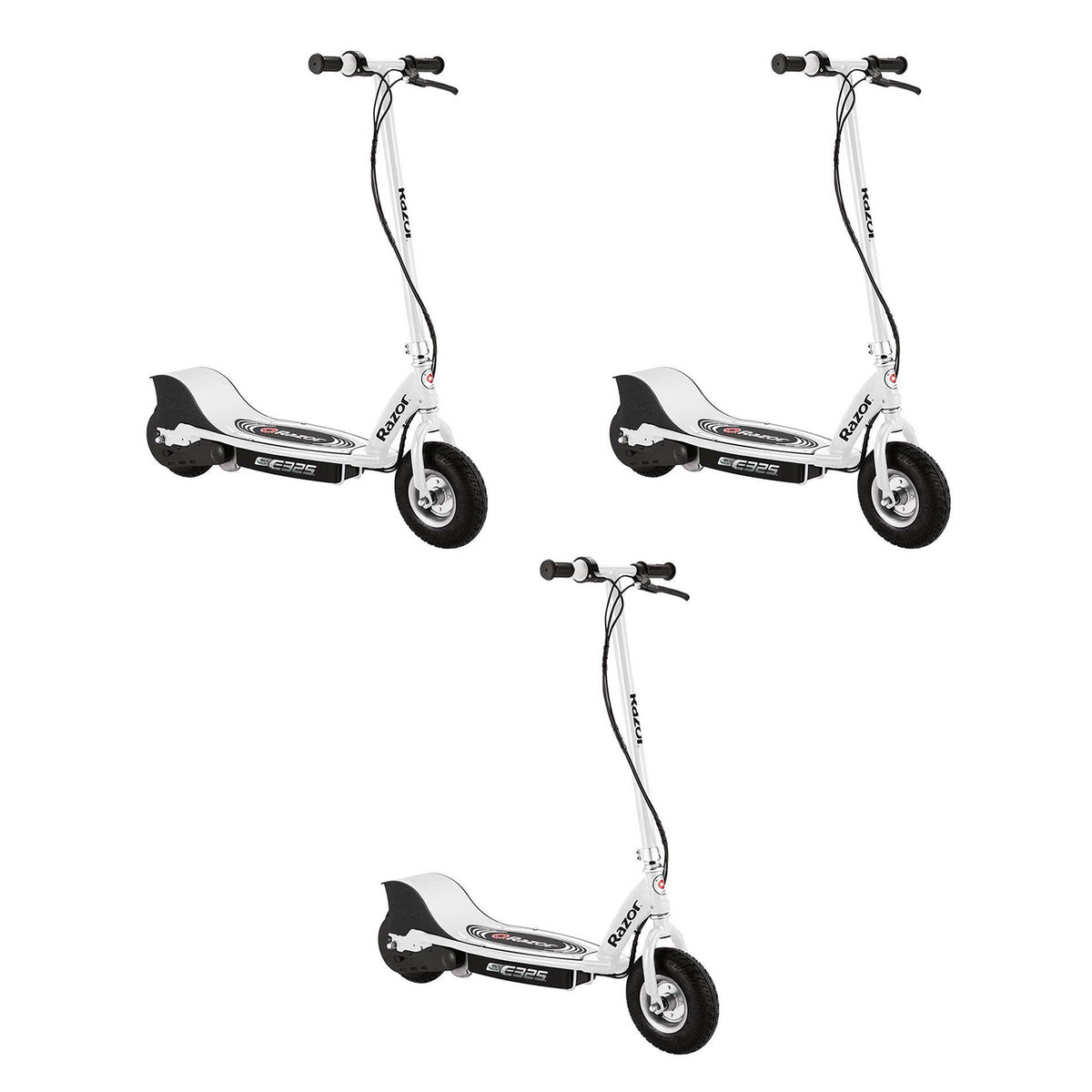Razor E325 Adult Electric 24V Ride-On Scooter, White, Silver, and Navy (3-Pack)