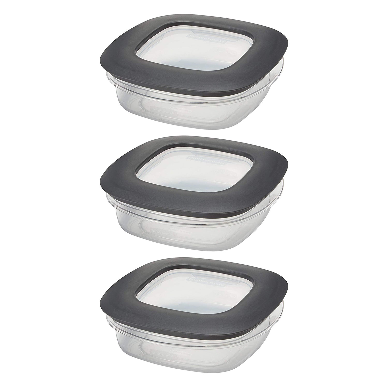 Rubbermaid 3 Cup Square Premier Plastic Storage Container w/ Lid, Clear (3 Pack)