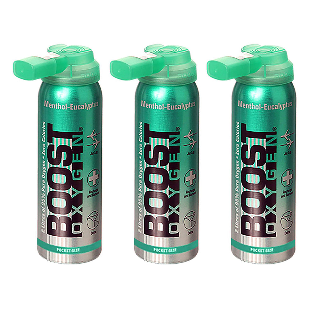 Boost Oxygen Canned 2-Liter Natural Oxygen Canister, Menthol Eucalyptus (3 Pack)