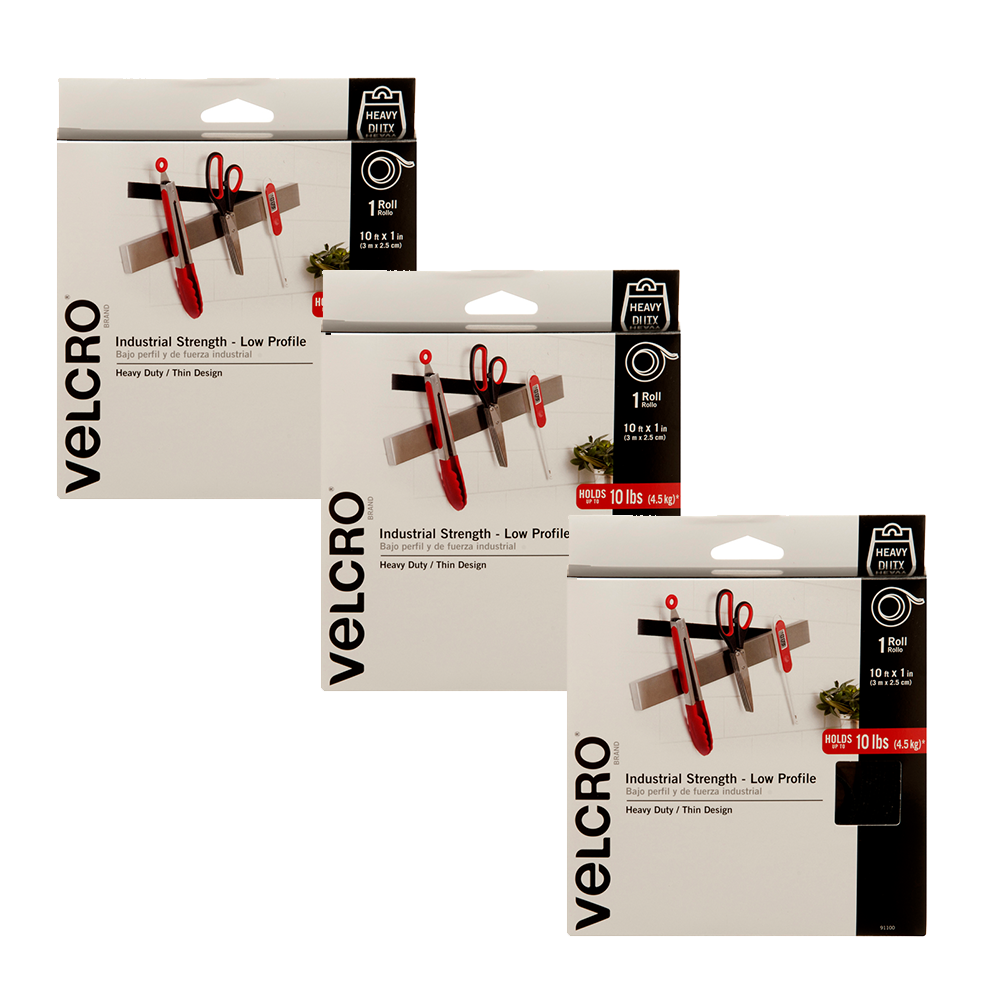 Velcro Brand 10 Foot Industrial Strength 1 Inch Fastener Roll Tape (3 Pack)