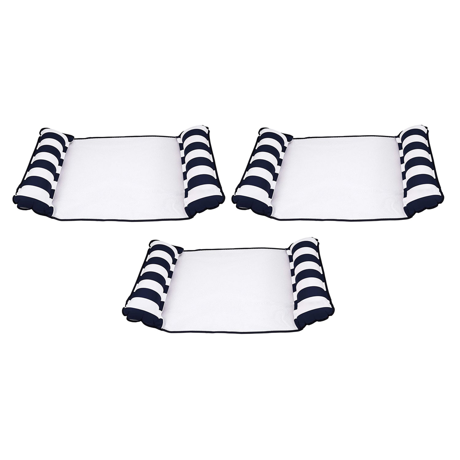 Aqua Leisure 4 in 1 Inflatable Monterey Hammock Pool Float Chair, Navy (3 Pack) - VMInnovations