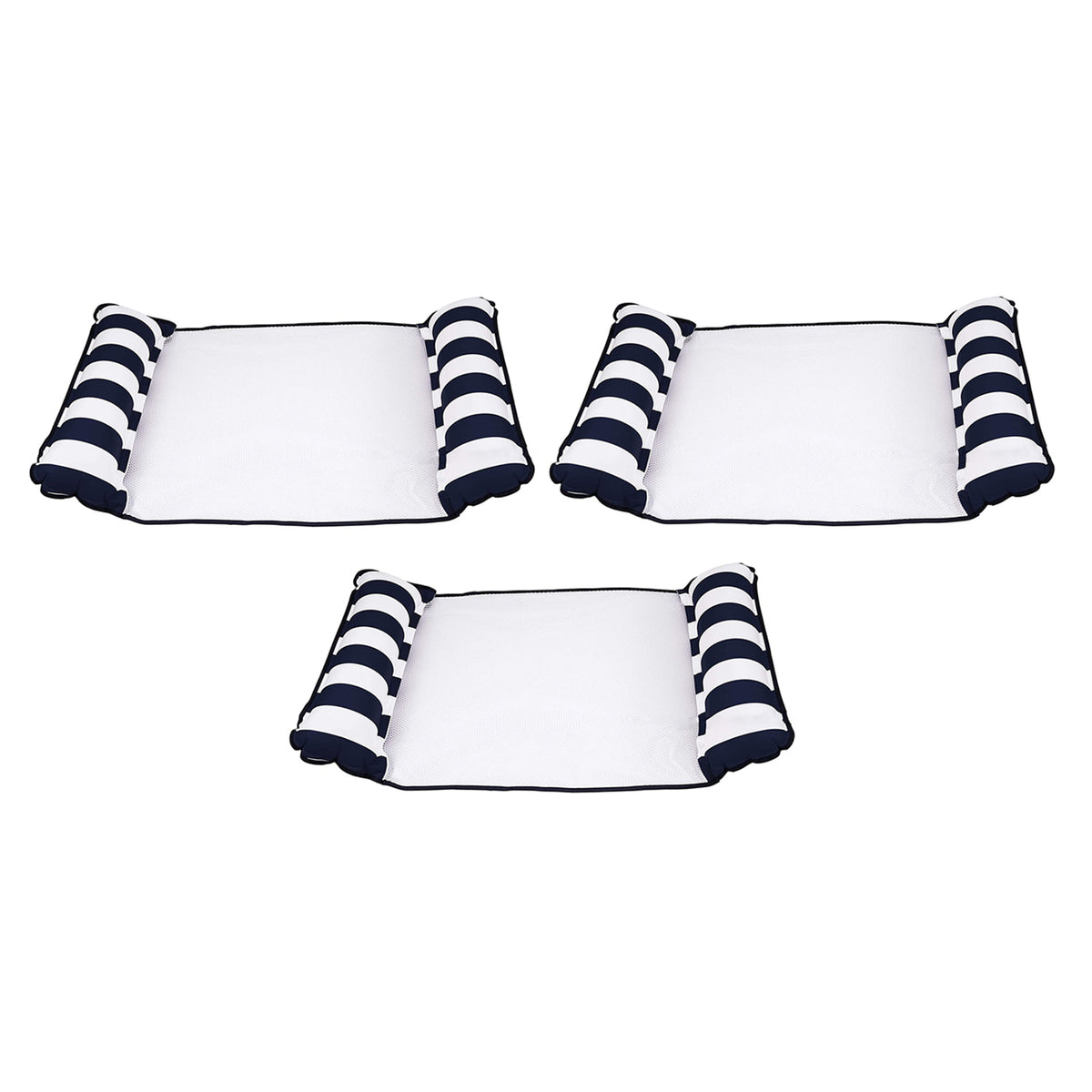 Aqua Leisure 4 in 1 Inflatable Monterey Hammock Pool Float Chair, Navy (3 Pack)
