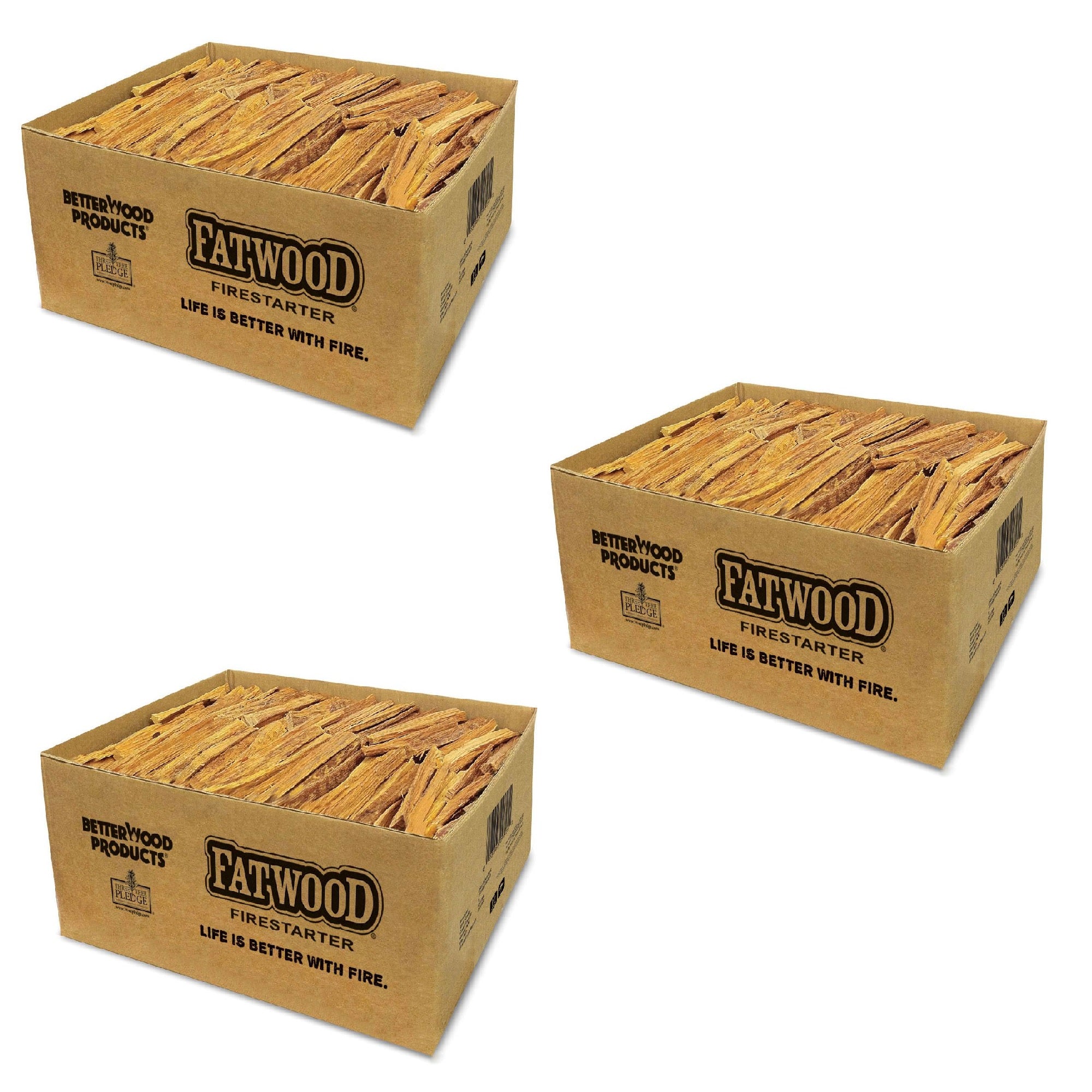 Betterwood Products Natural Pine Hand Split Fatwood 50 Pound (3 Pack) - VMInnovations