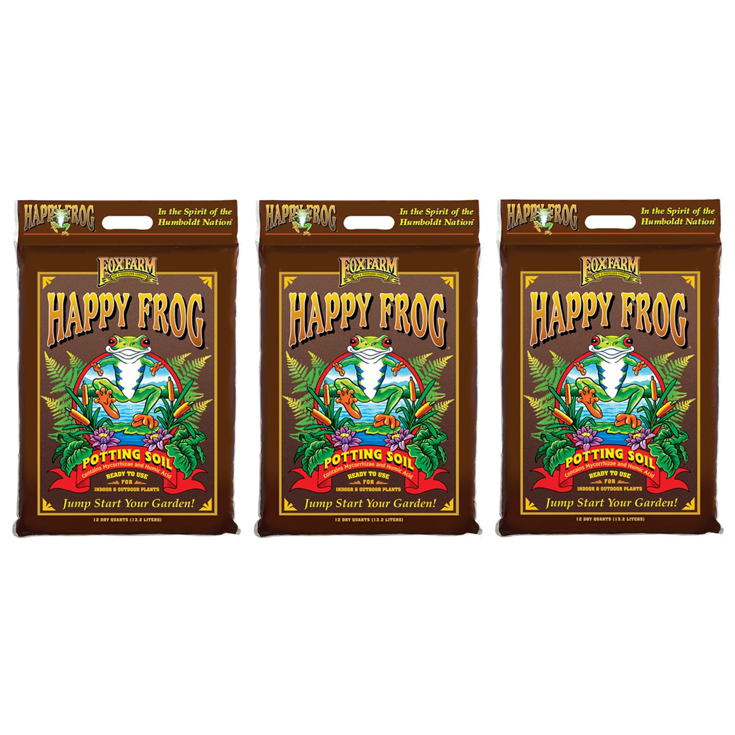 FoxFarm Happy Frog Nutrient Rapid Growth Garden Potting Soil, 12 quart (3 Pack) - VMInnovations