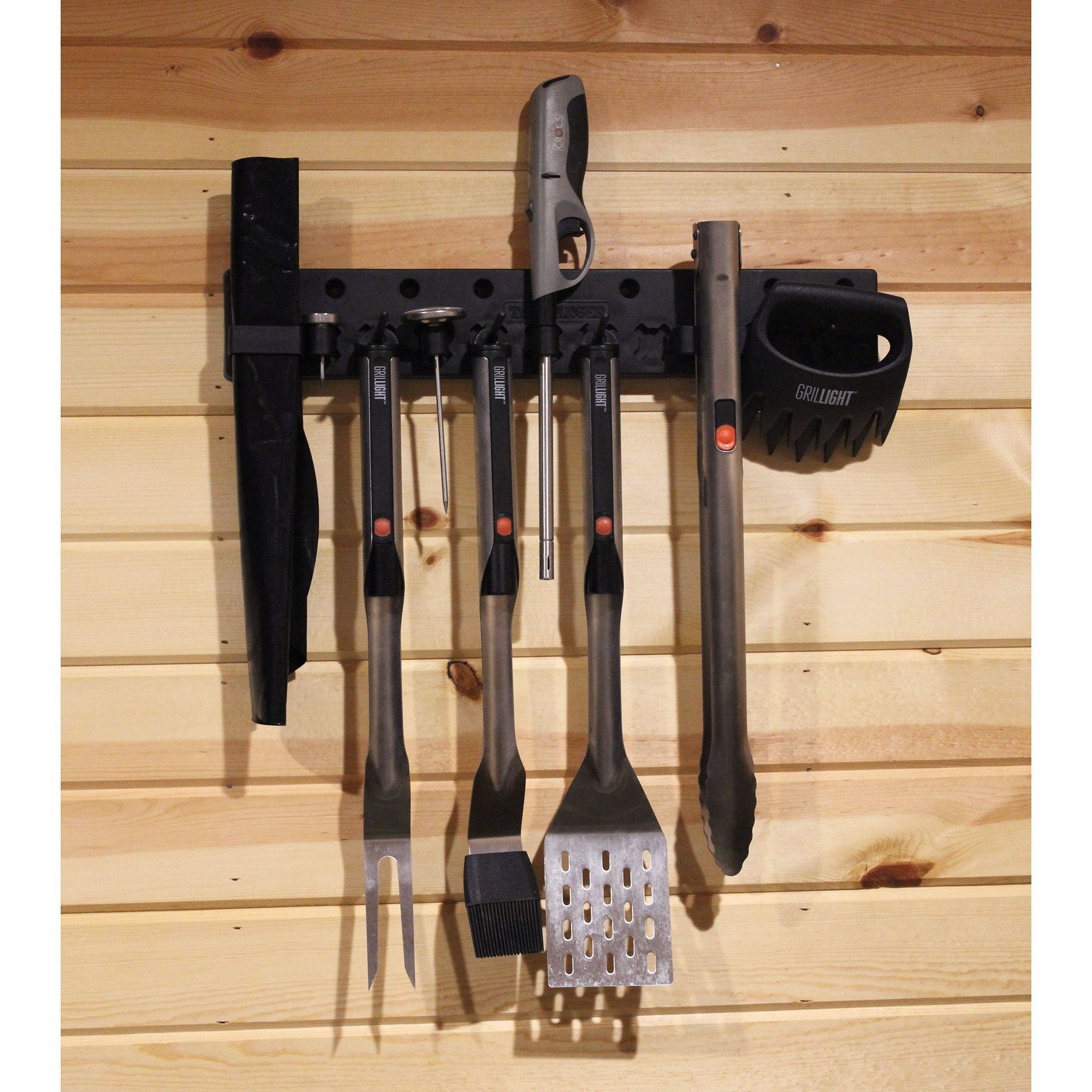Grillight 1400801 Wall Mounted Grill Utensil & Kitchen Tool Hanger Rack, Black
