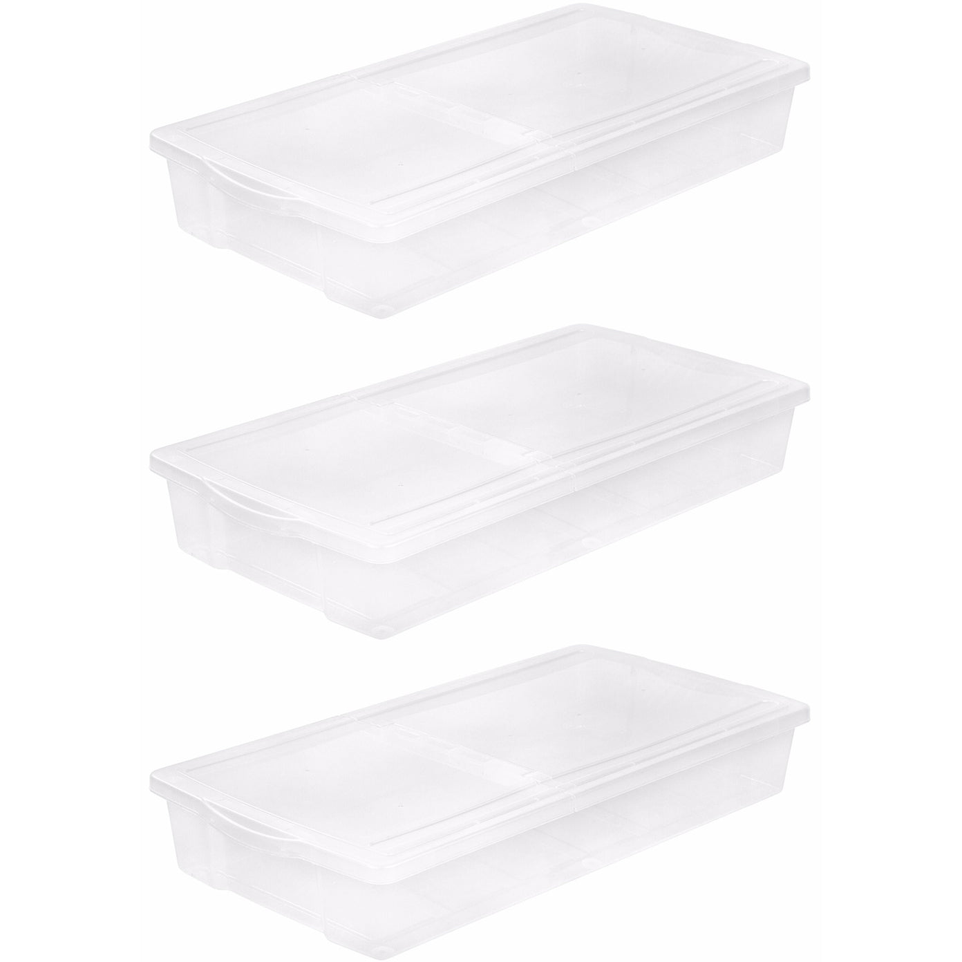 IRIS USA 100501 58 Quart Plastic Underbed Storage Box with Hinged Lid (3 Pack)