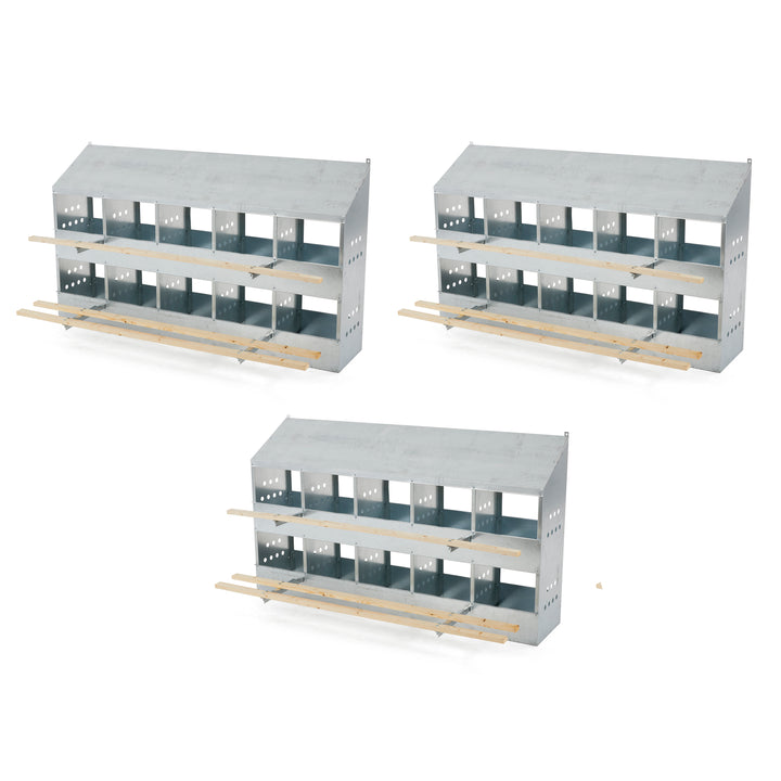 Brower 410B Galvanized Steel 10 Hole 50 Bird Nest Chicken Brooding Box (3 Pack) - VMInnovations
