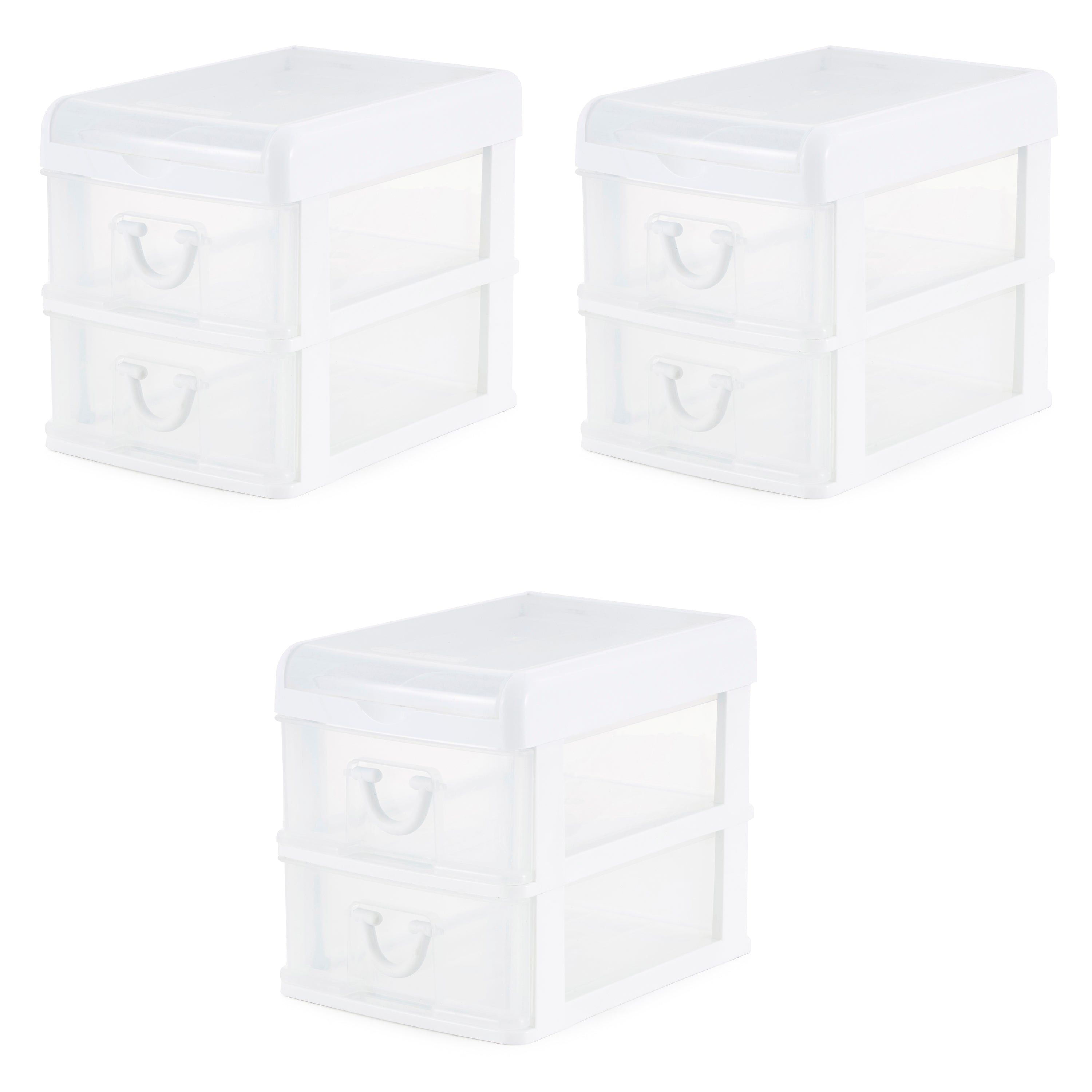 Gracious Living 2 Drawer Desktop Countertop Organizer with Flip Top Lid (3 Pack) - VMInnovations