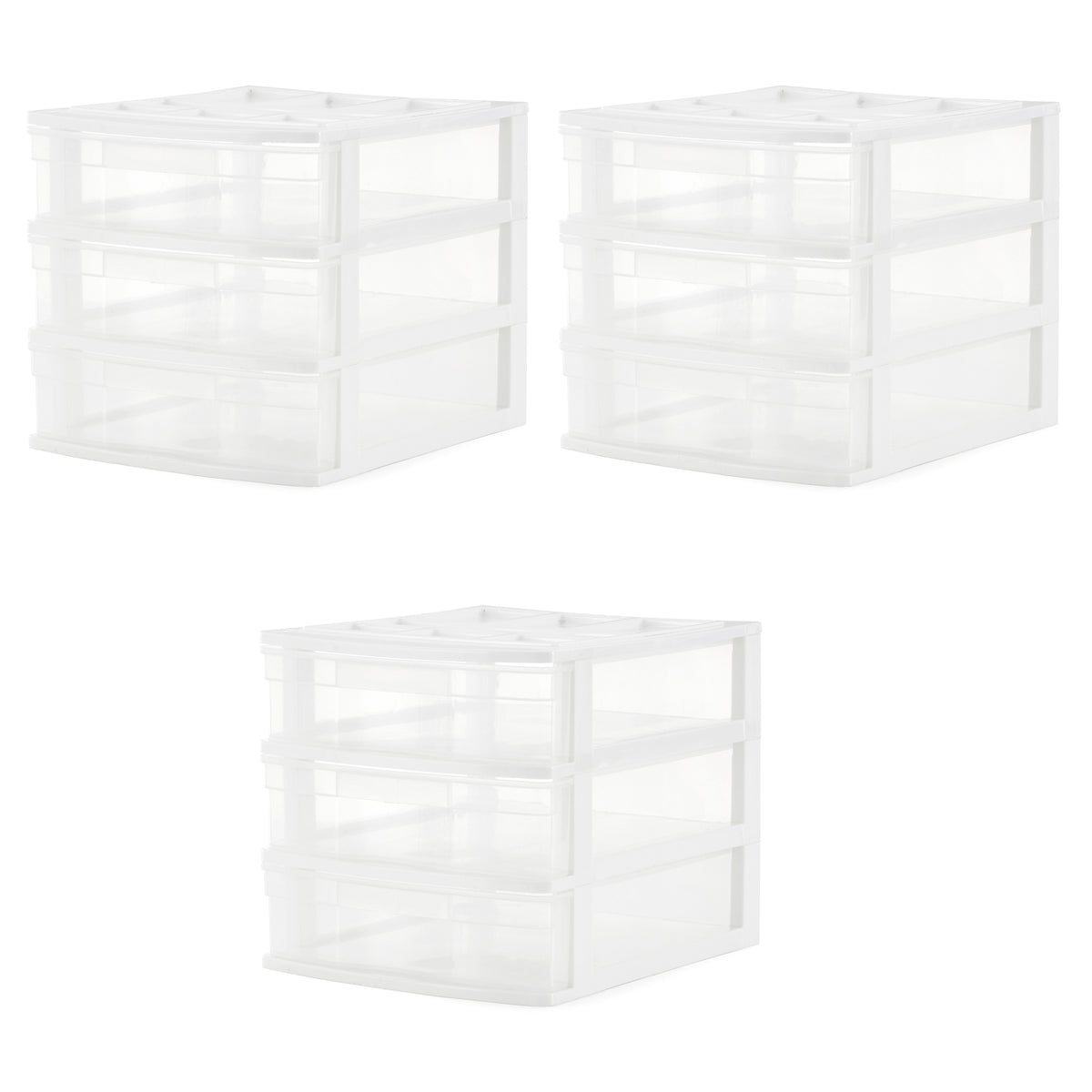 Gracious Living 3 Drawer Desktop Countertop Storage with Organizer Lid (3 Pack)