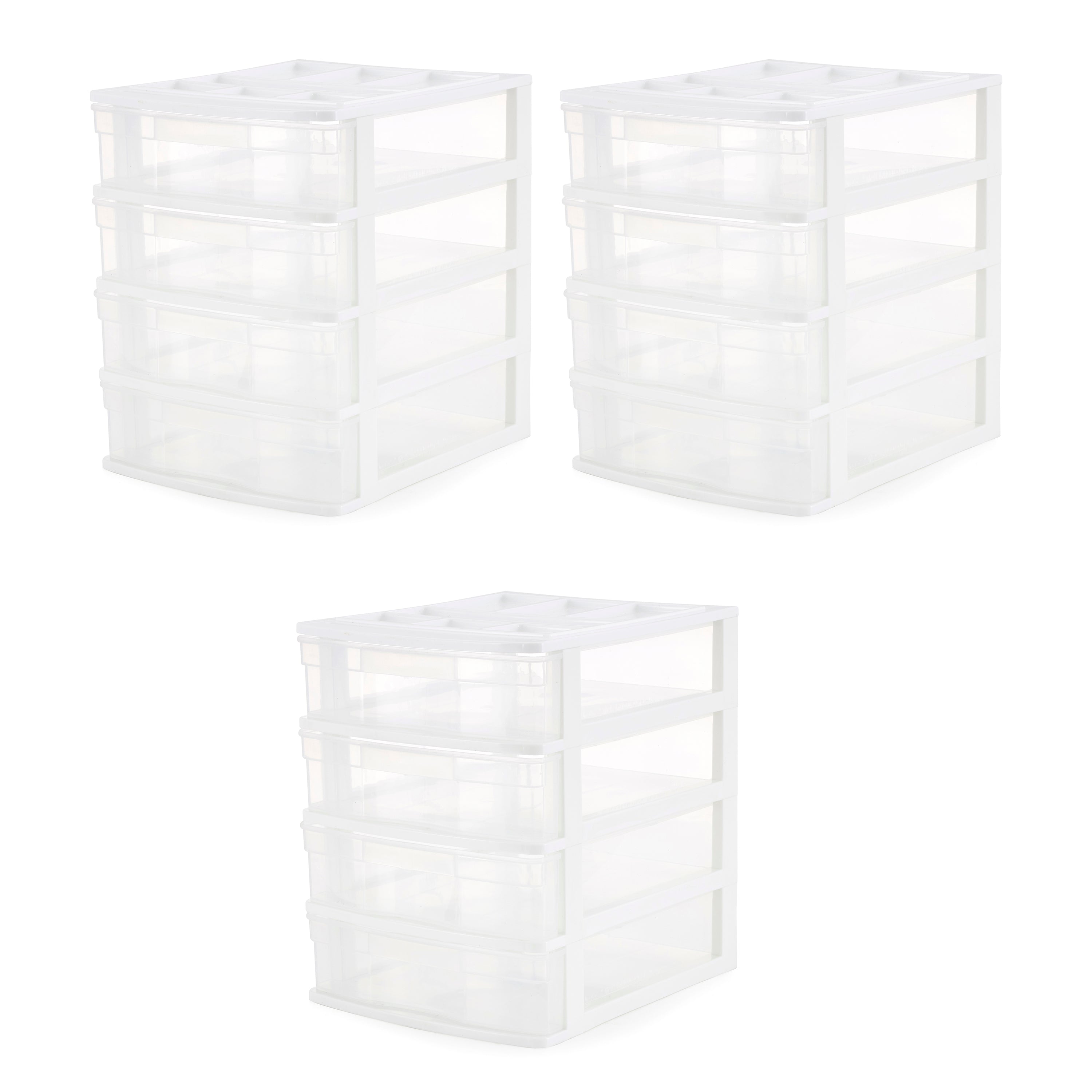 Gracious Living 4 Drawer Desktop Countertop Storage with Organizer Lid (3 Pack) - VMInnovations
