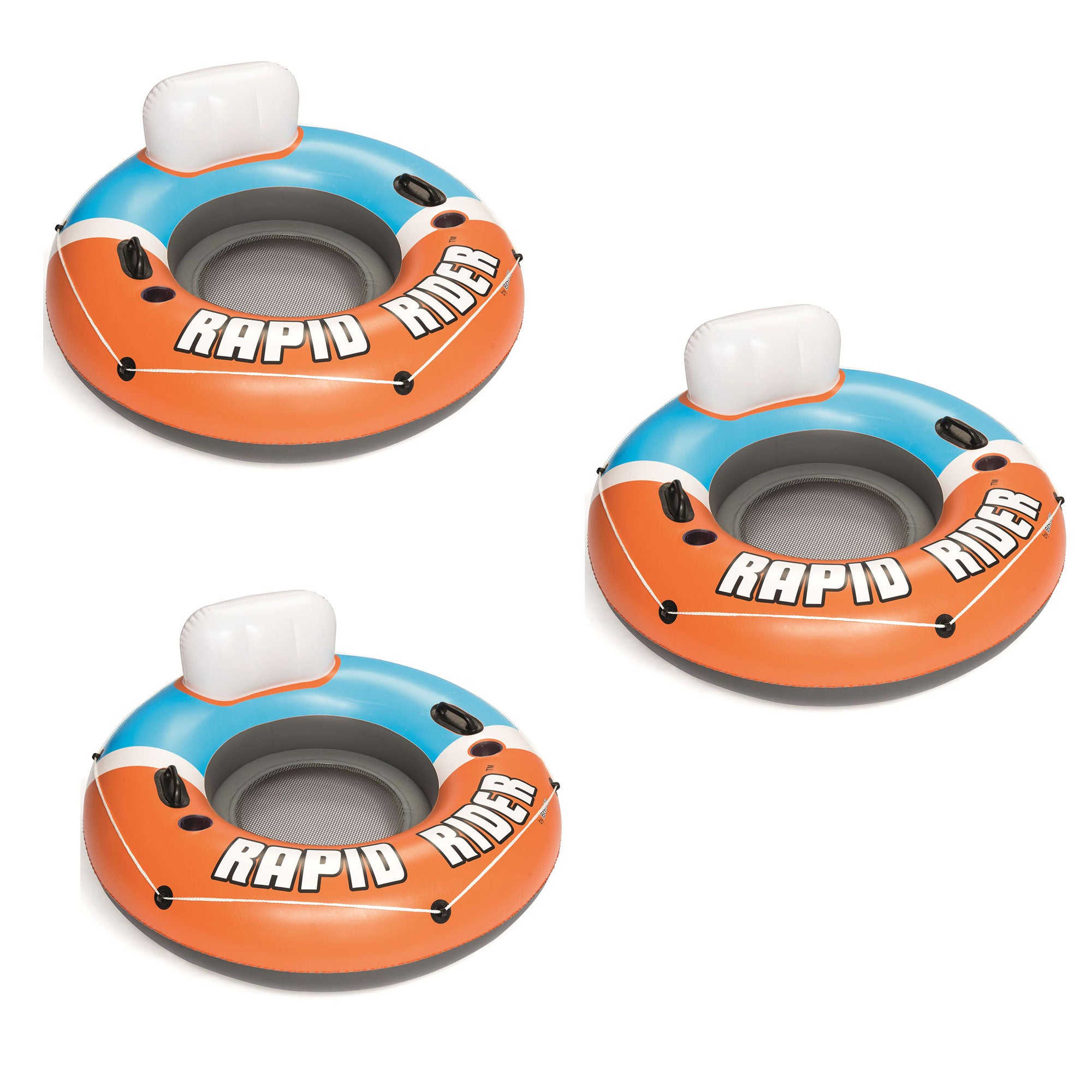 Bestway CoolerZ Rapid Rider Inflatable Tube, Orange (3 Pack)