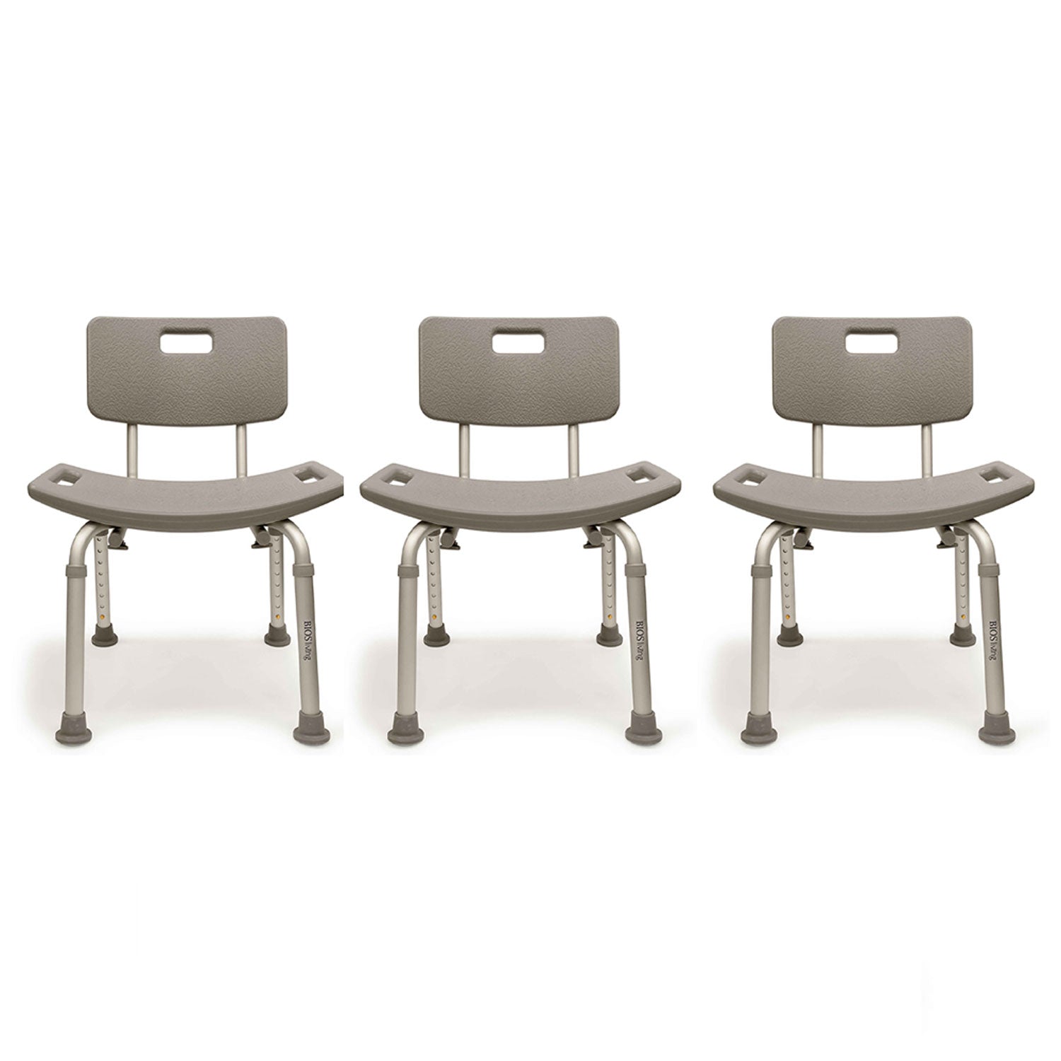 Bios Living 250 Pound Support Non Slip Adjustable Bath Bench with Back (3 Pack)