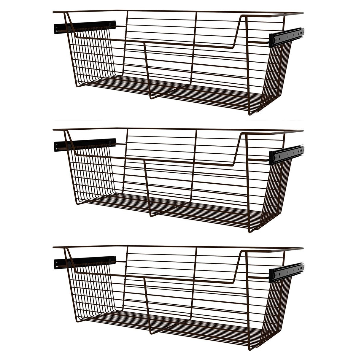 Rev-A-Shelf Sidelines CBSL-301410BZ-3 30" Bronze Pullout Closet Basket (3 Pack)