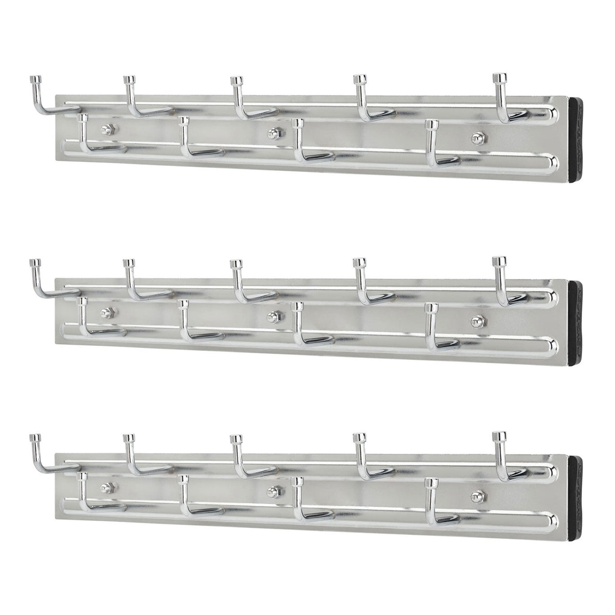 Rev-a-Shelf BRC-14CR 14 Inch Wall Mounted Pullout Belt Rack, Chrome (3 Pack)