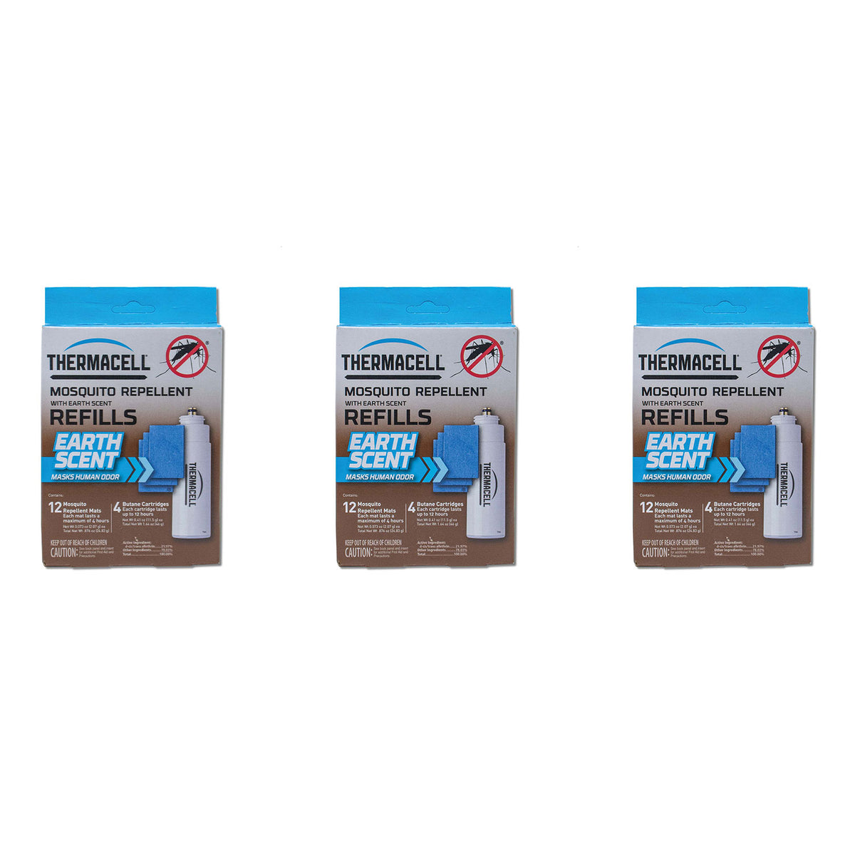 Thermacell E-4 Mosquito Repellent Refills w/12 Mats & 4 Fuel Cartridges (3 Pack)