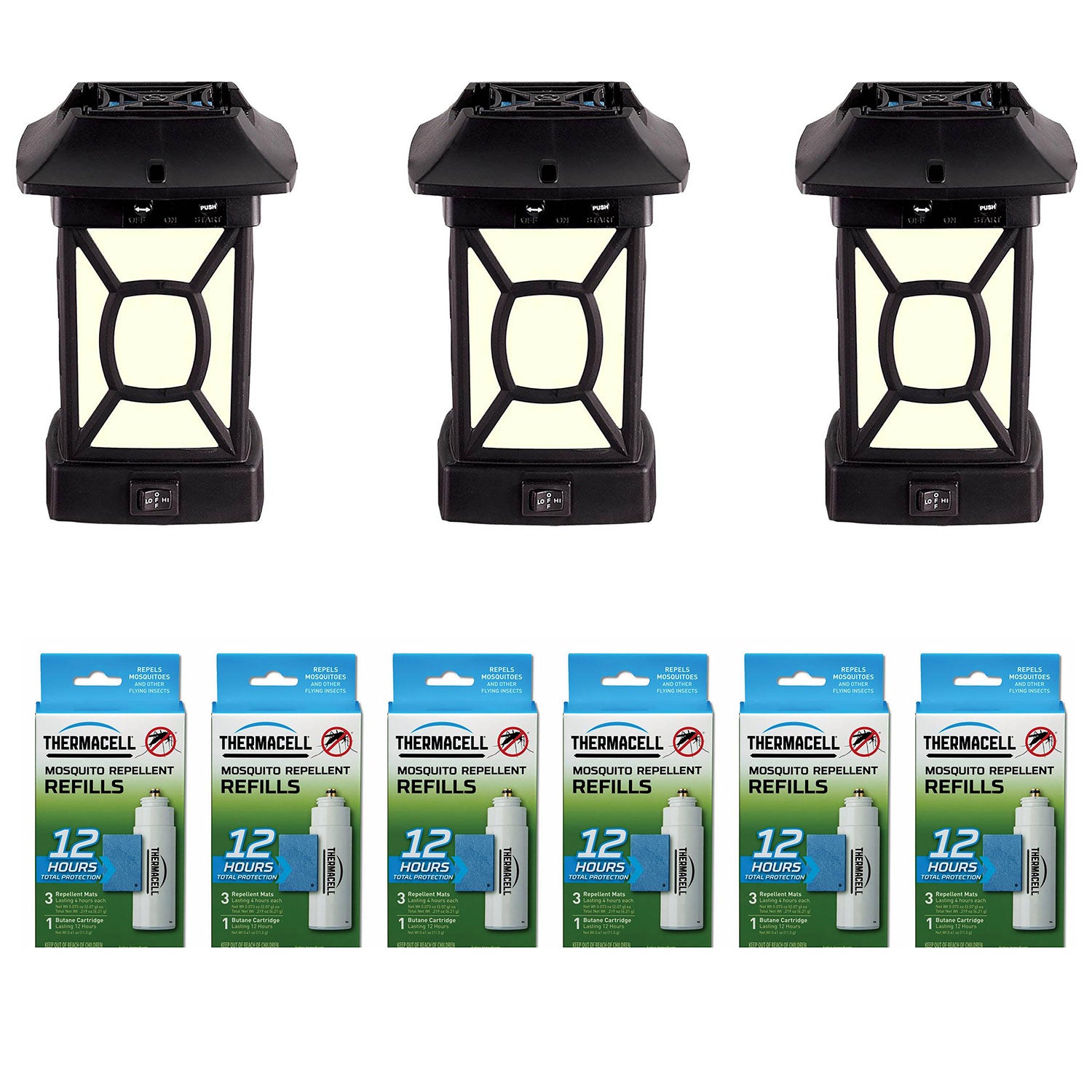 Thermacell Mosquito Control Lantern (3 Pack) and Bug Repeller Refill (6 Pack) - VMInnovations