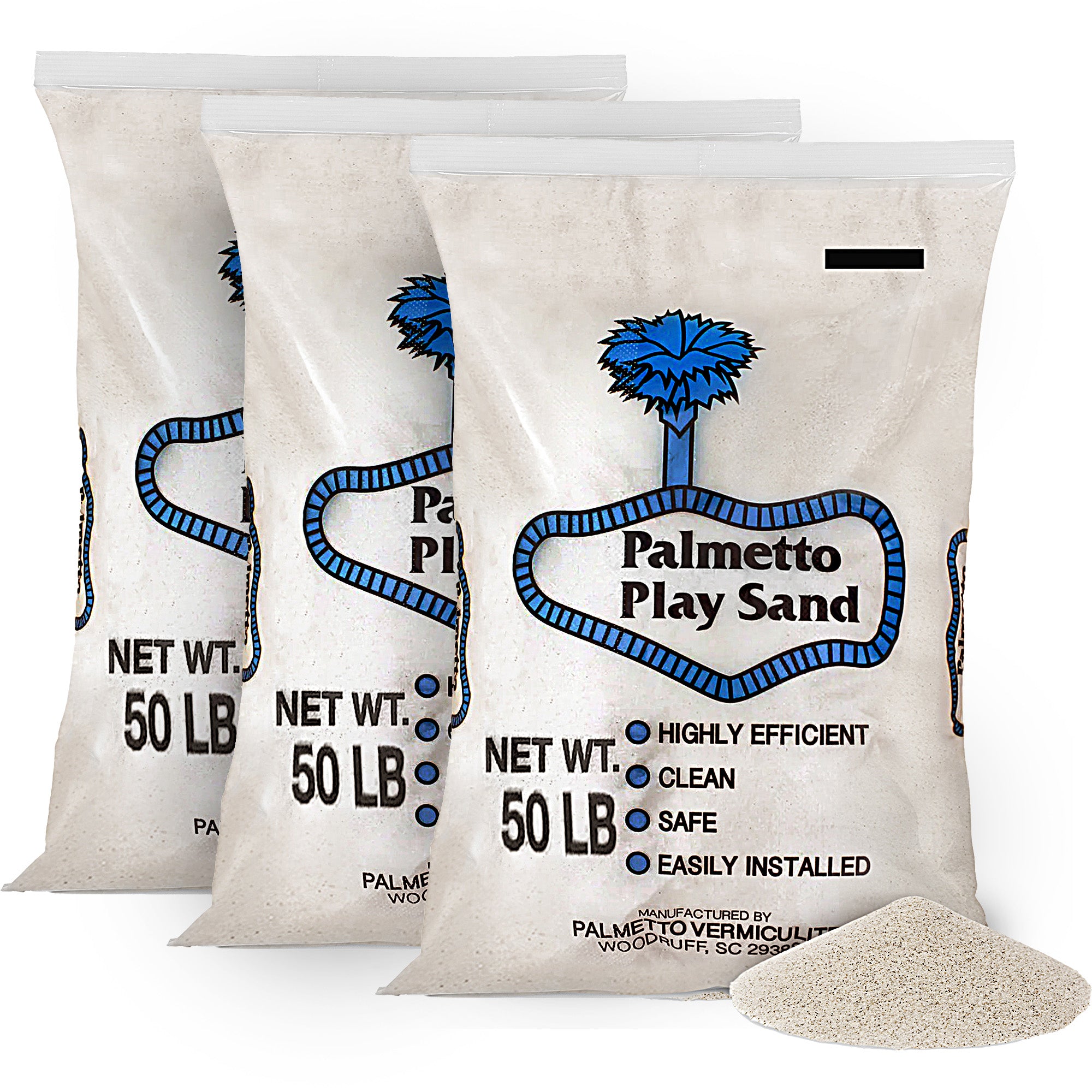 Palmetto 3 Pack Natural Play Sand for Sand Box, Play Areas, Home, 50 LB, Creme