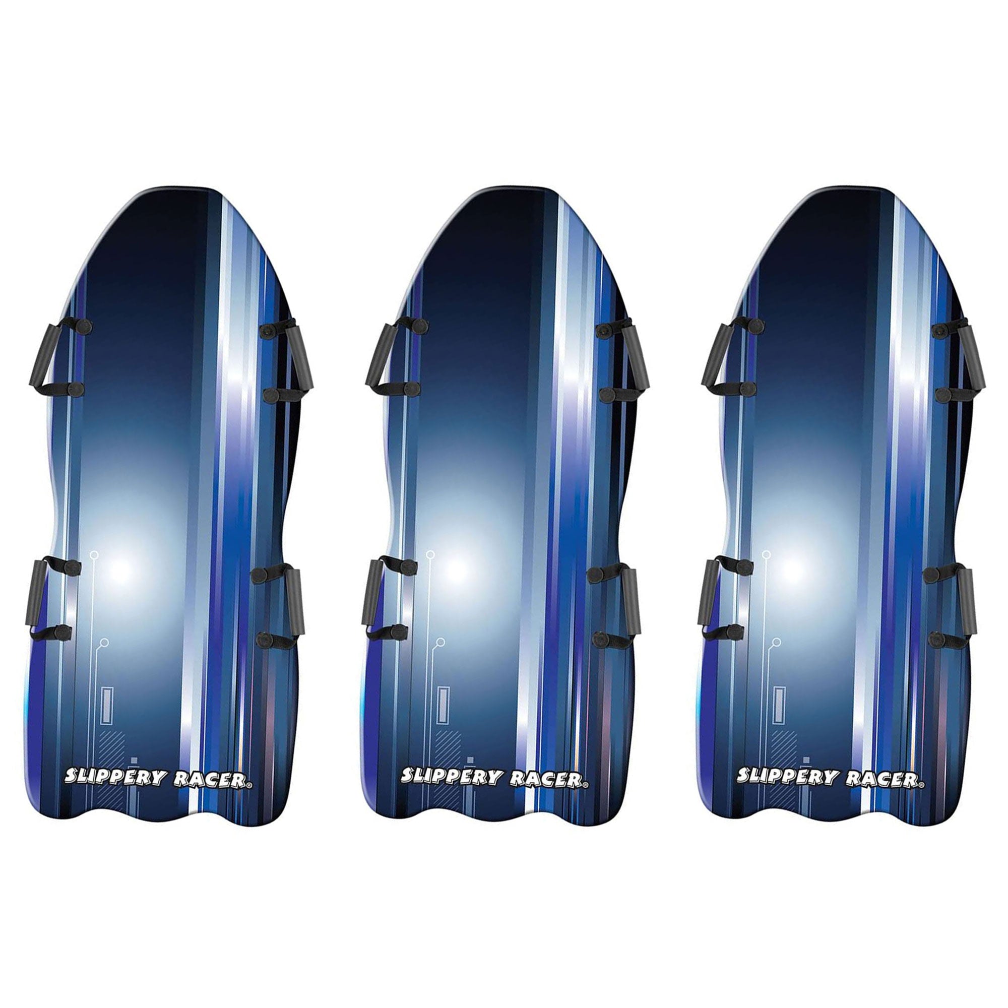 Slippery Racer Downhill Falcon Kids Foam Toboggan Snow Sled, Midnight (3 Pack) - VMInnovations