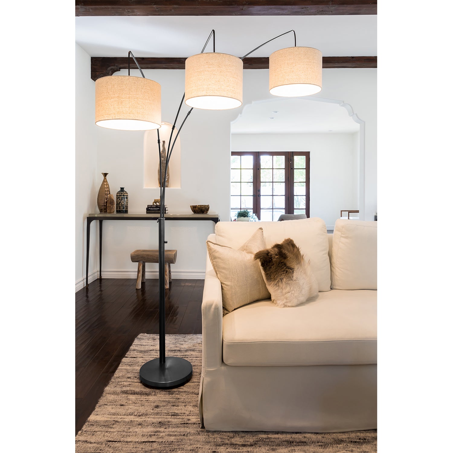 Brightech 9.5 Watt LED Bulb 3 Lights with Shades Arc Floor Lamp, Black(Open Box) - VMInnovations