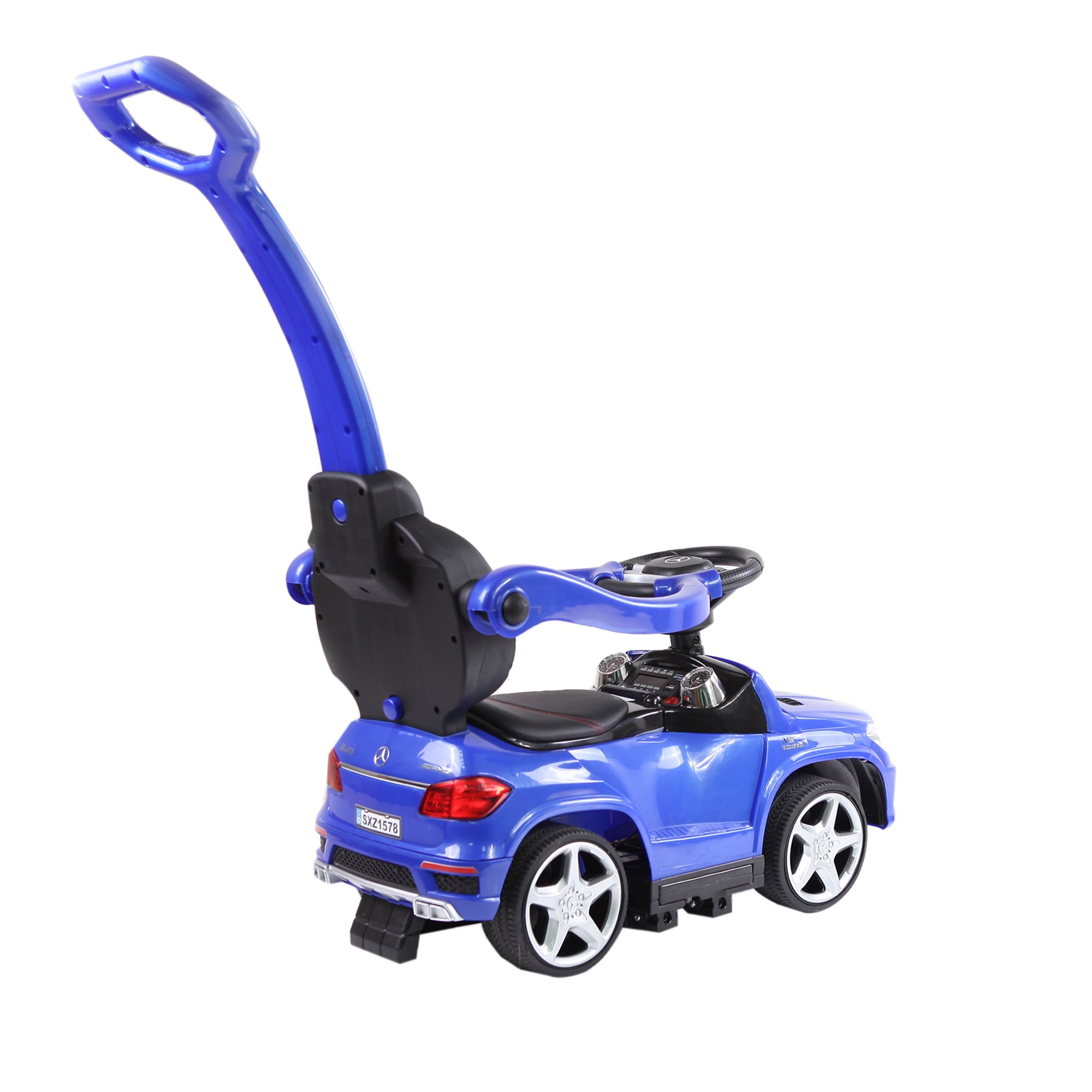 Best Ride On Cars Toddler 4-in-1 Mercedes Stroller w/ LED Lights, Blue (Damaged)