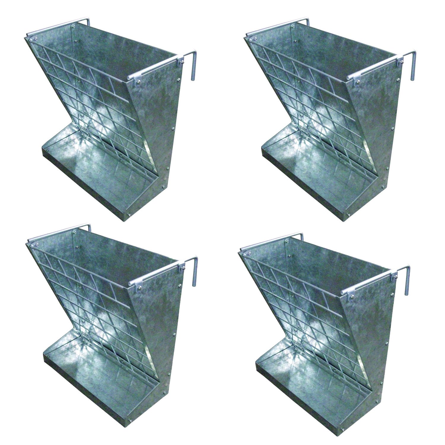 Little Giant Heavy-Duty Galvanized Metal 2-in-1 Goat and Sheep Feeder (4 Pack)