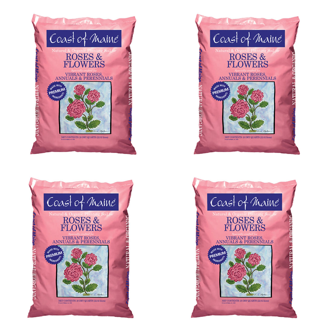 Coast of Maine Organic Natural Rose and Flower Potting Soil, 20 Qt Bag (4 Pack) - VMInnovations