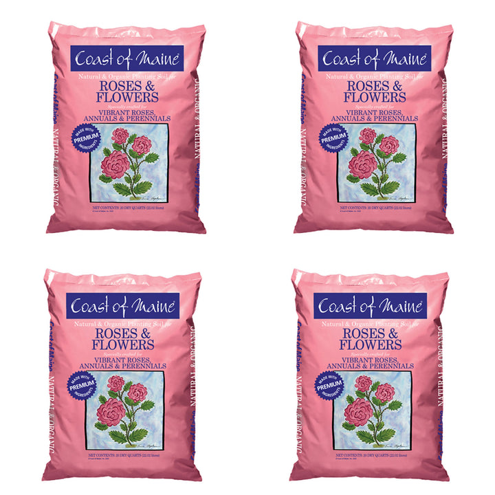 Coast of Maine Organic Natural Rose and Flower Potting Soil, 20 Qt Bag (4 Pack) - VMInnovations